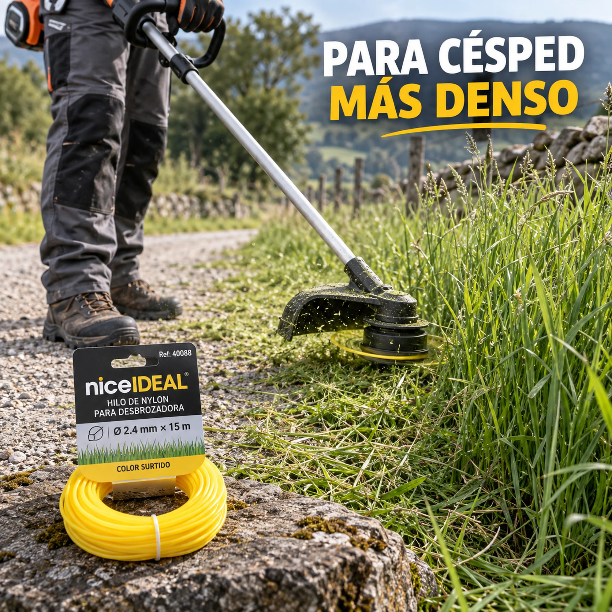 Hilo redondo para cortabordes 2.4 mm × 15 m – SKU 40088 - Imagen 4