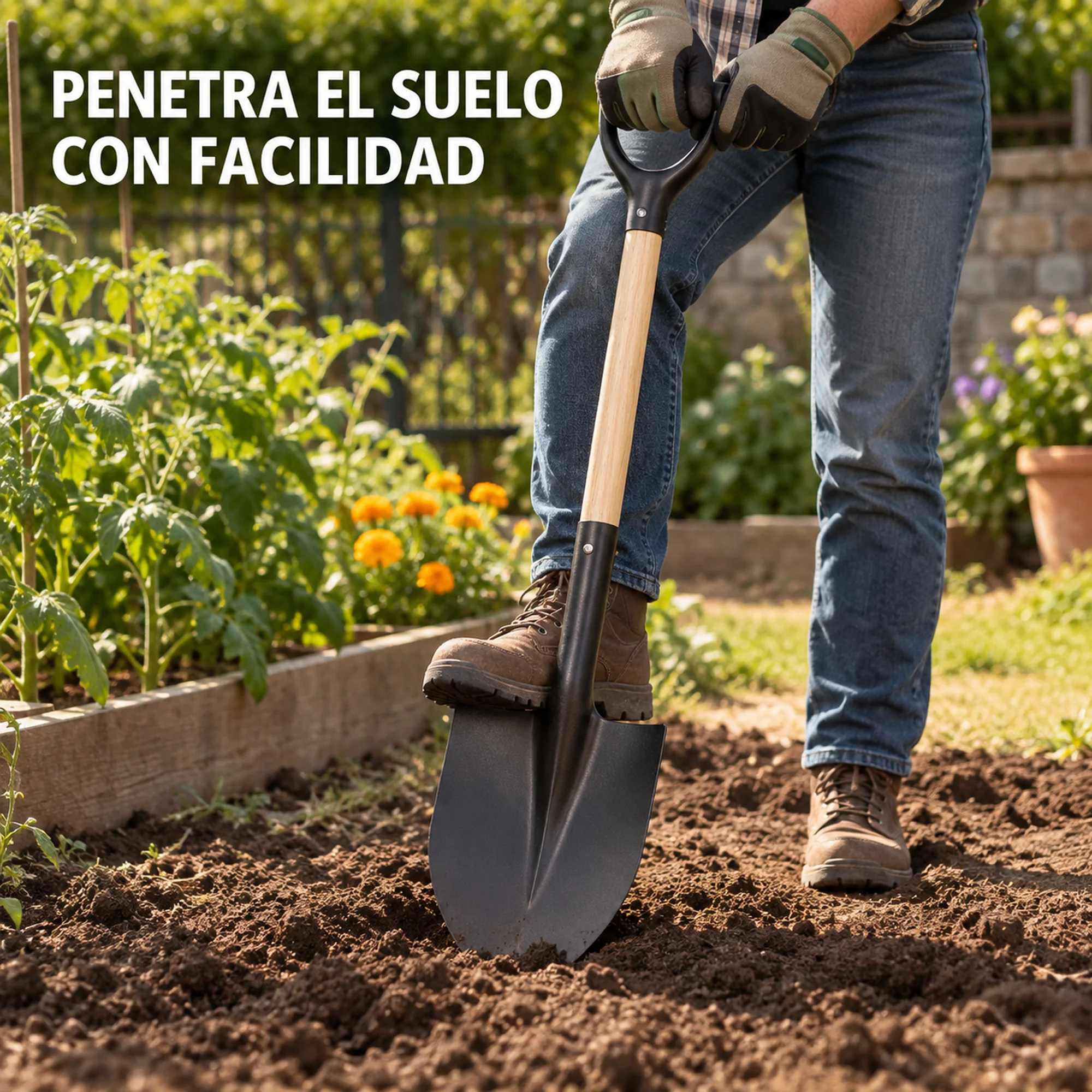 Pala de punta con mango de madera 28 × 106 cm – SKU 40090 - Imagen 4