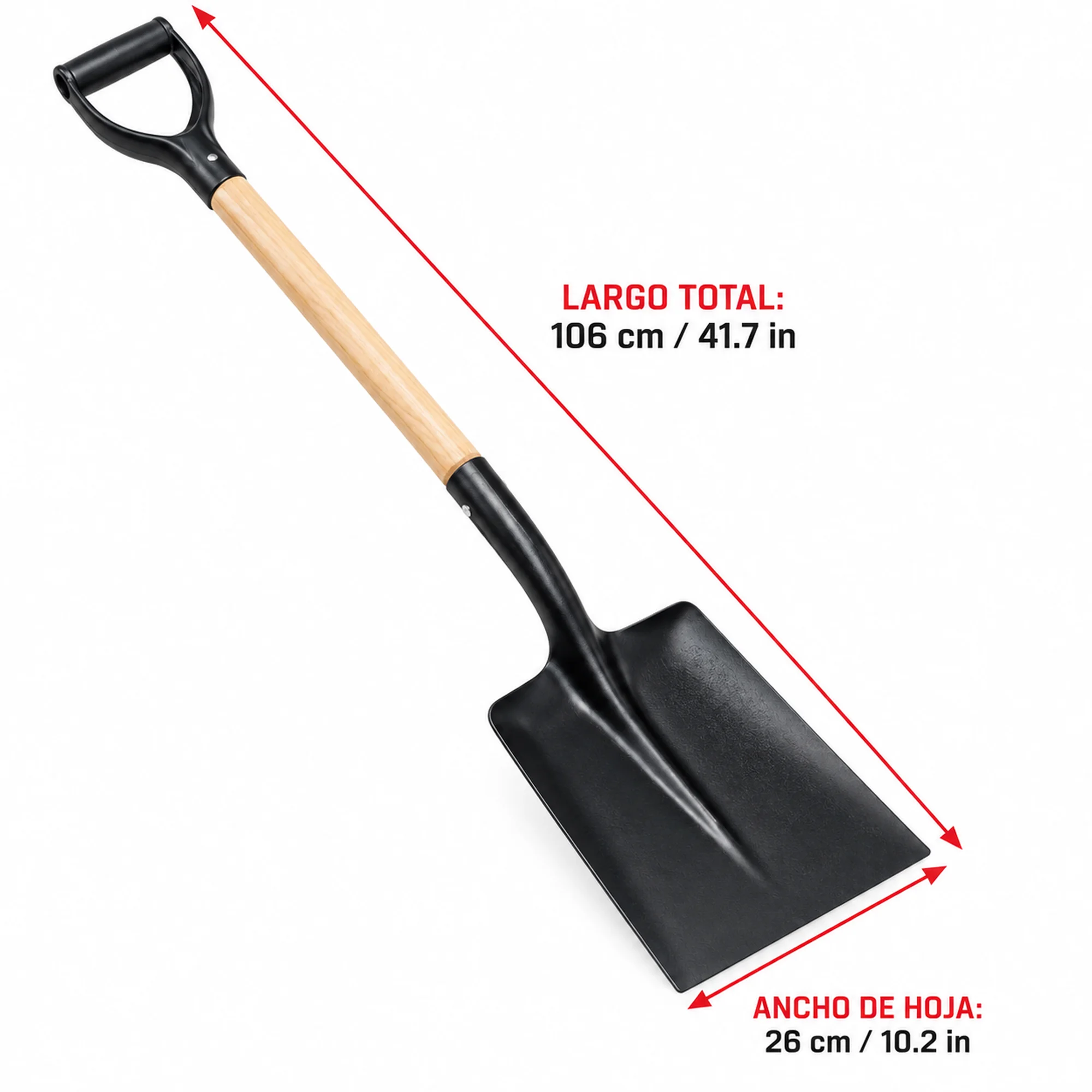 Pala plana con mango de madera 26 × 106 cm – SKU 40091 - Imagen 3