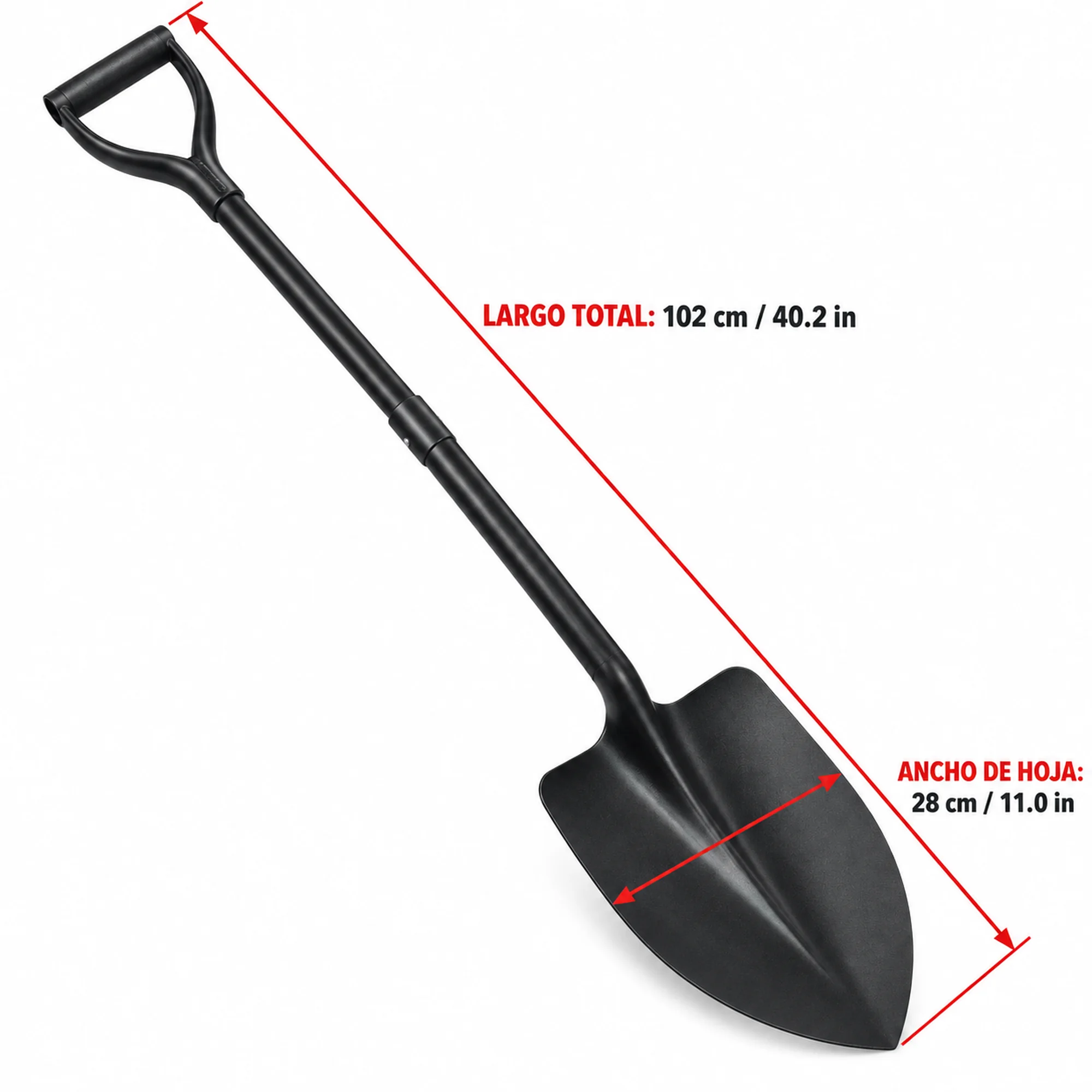 Pala de punta con mango de acero 28 × 102 cm – SKU 40092 - Imagen 3