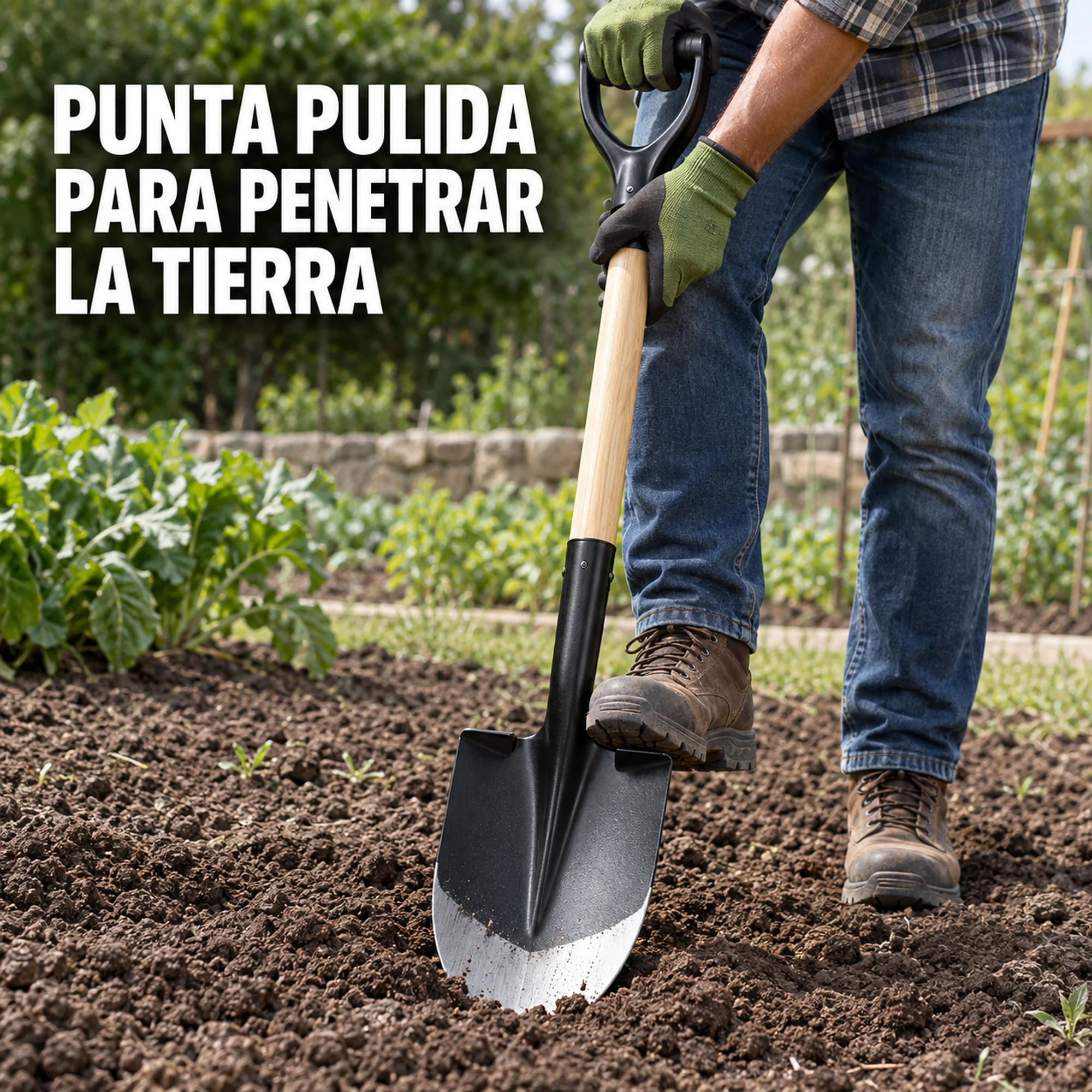 Pala de punta con mango de madera y filo pulido, 100 cm – SKU 40094 - Imagen 4