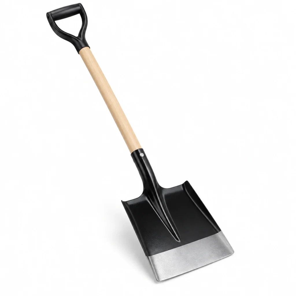 Pala cuadrada con mango de madera y borde pulido, 100 cm – SKU 40095