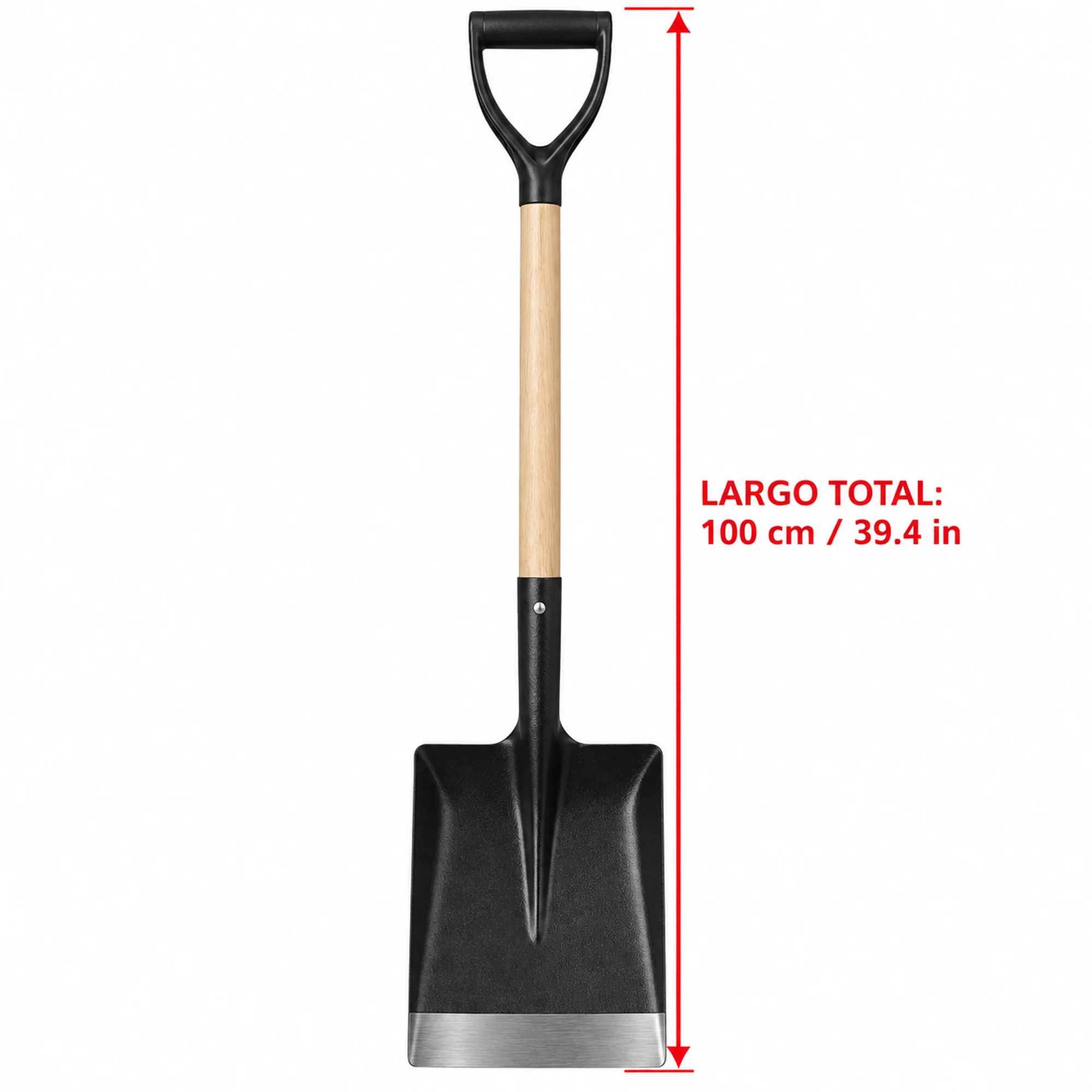 Pala cuadrada con mango de madera y borde pulido, 100 cm – SKU 40095 - Imagen 3