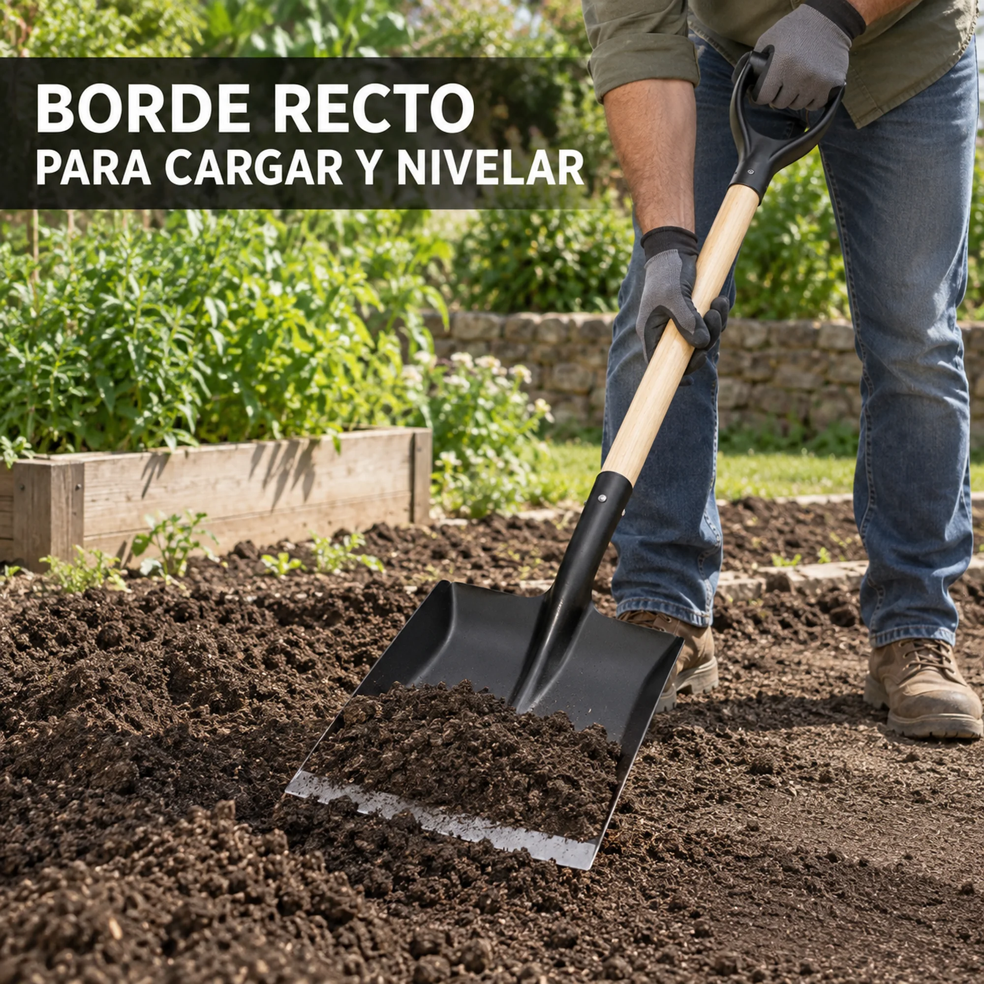 Pala cuadrada con mango de madera y borde pulido, 100 cm – SKU 40095 - Imagen 4