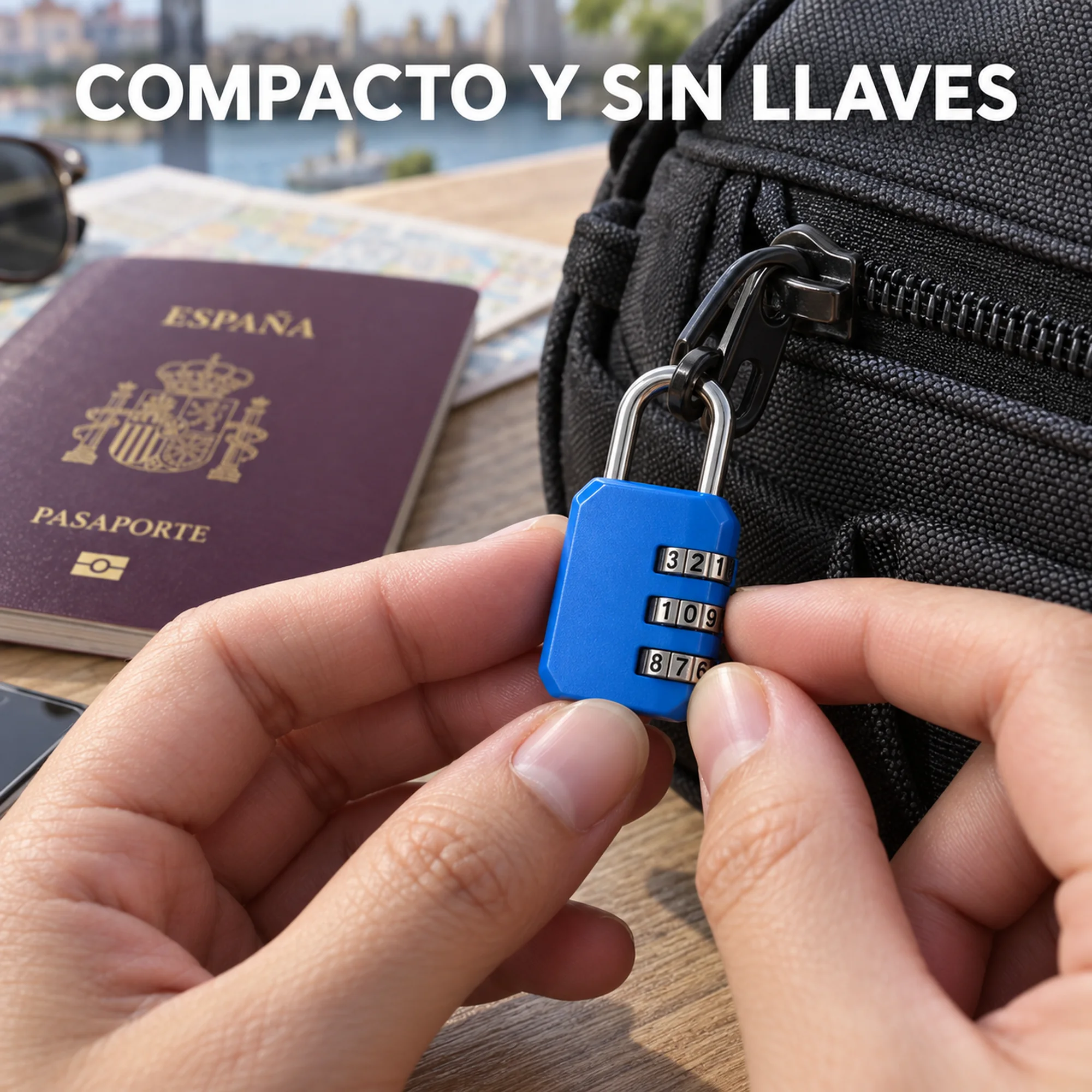 Candado compacto 805A con combinación de 3 dígitos, 20 mm – SKU 41001 - Imagen 4
