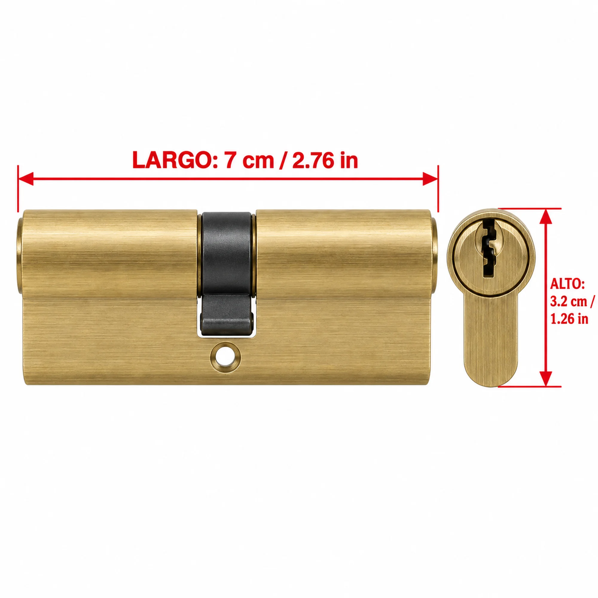 Cilindro europeo de latón 70 mm – SKU 41004 - Imagen 3