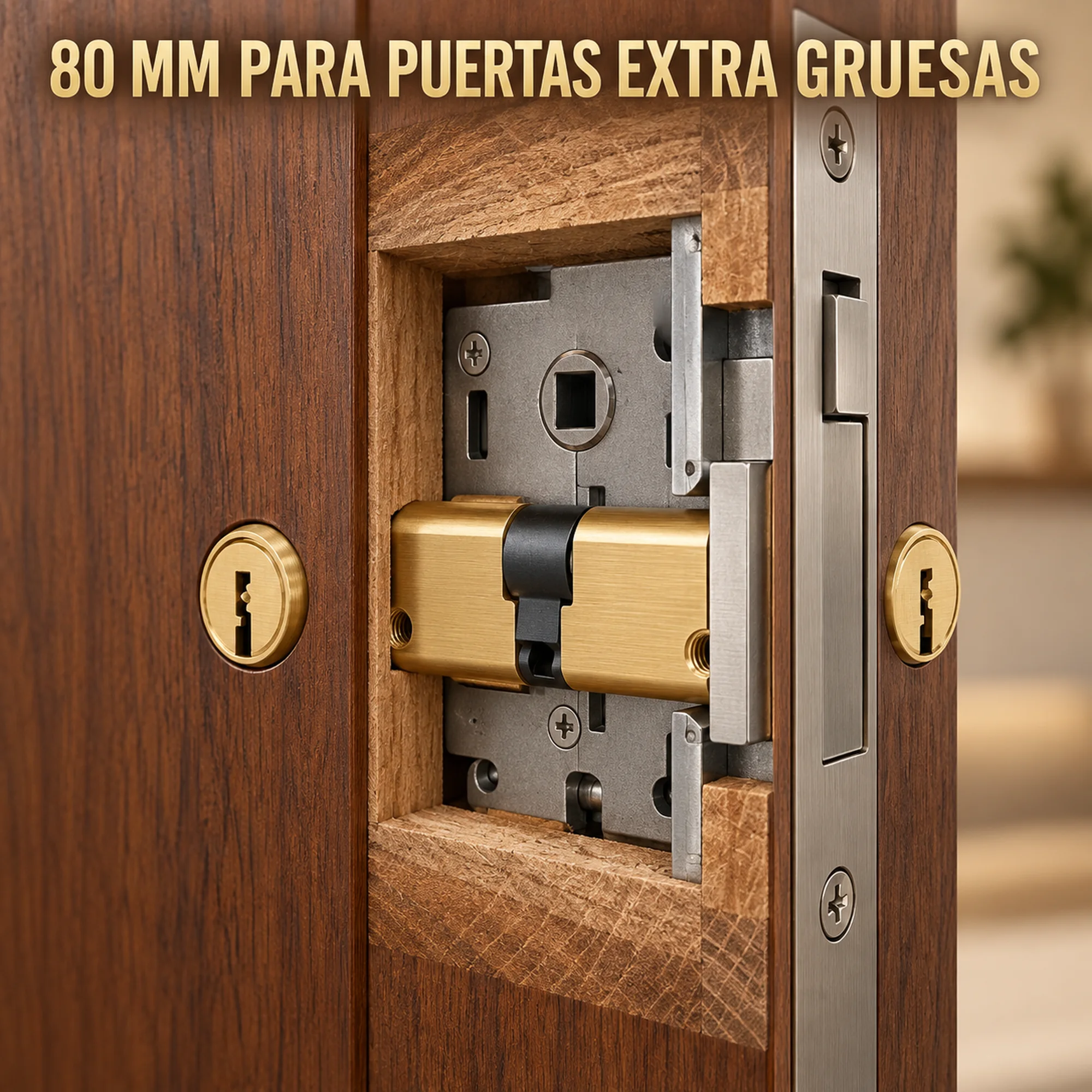Cilindro europeo de latón 80 mm – SKU 41005 - Imagen 4