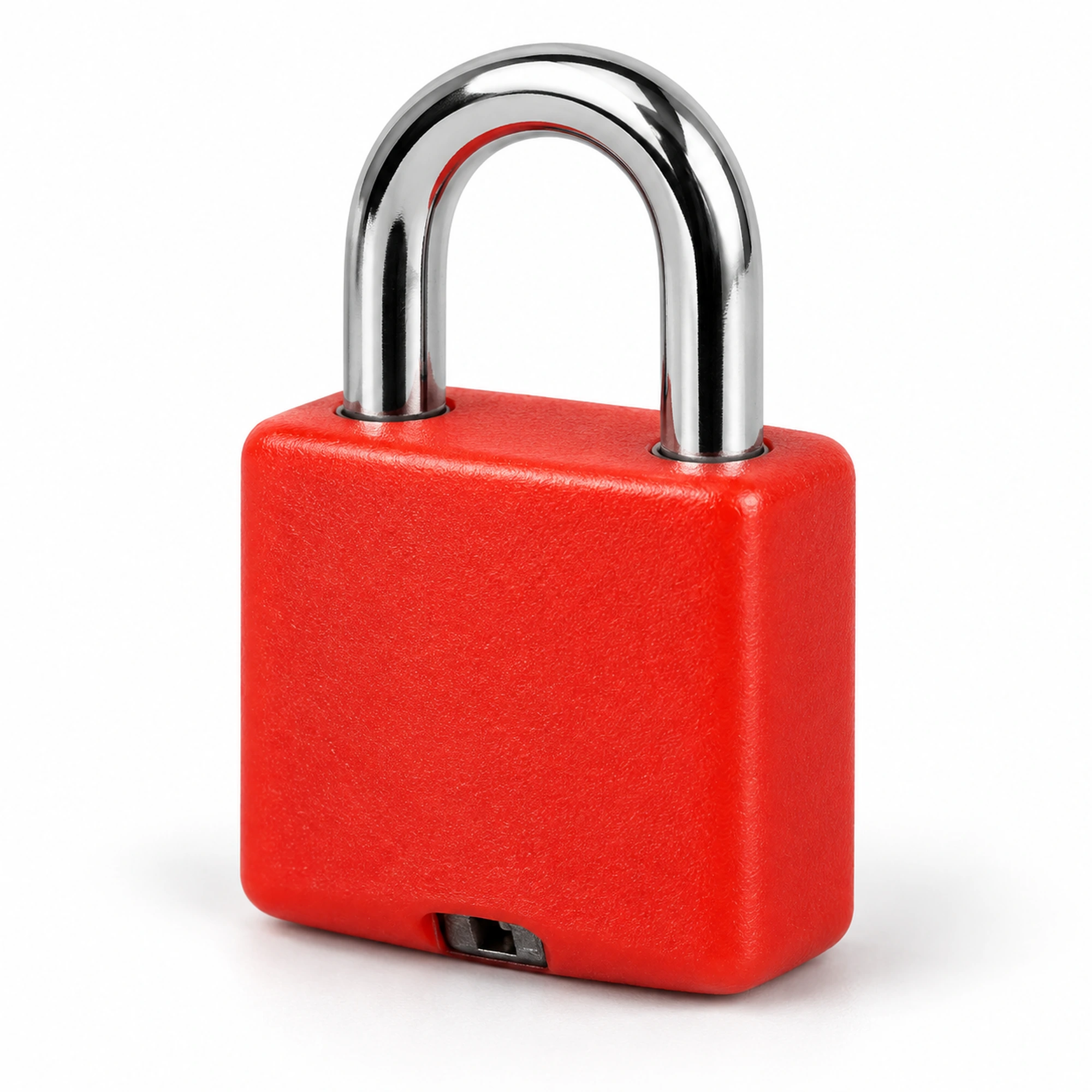 Candado compacto con cubierta plástica roja – SKU 41006