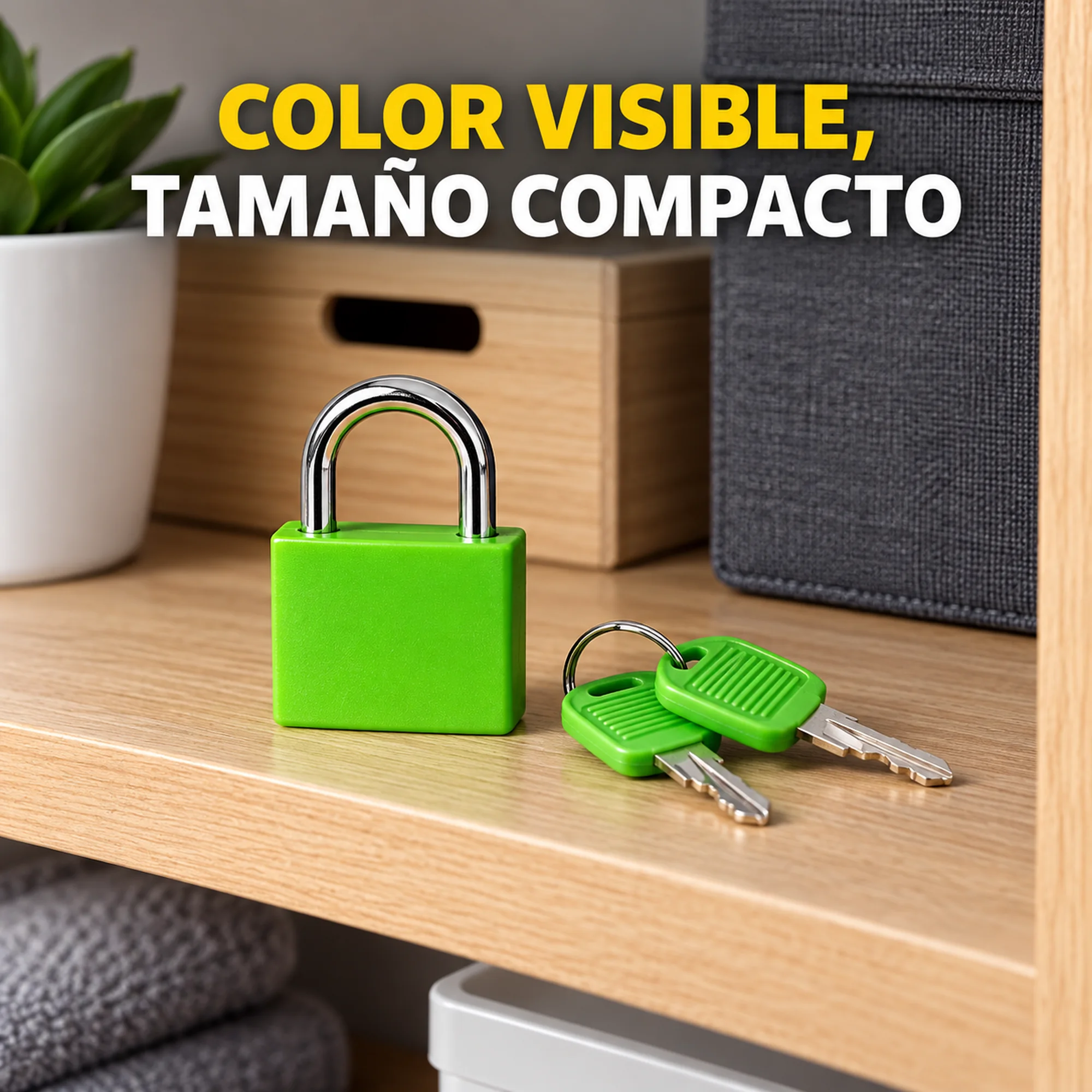 Candado compacto con cubierta plástica verde – SKU 41007 - Imagen 4