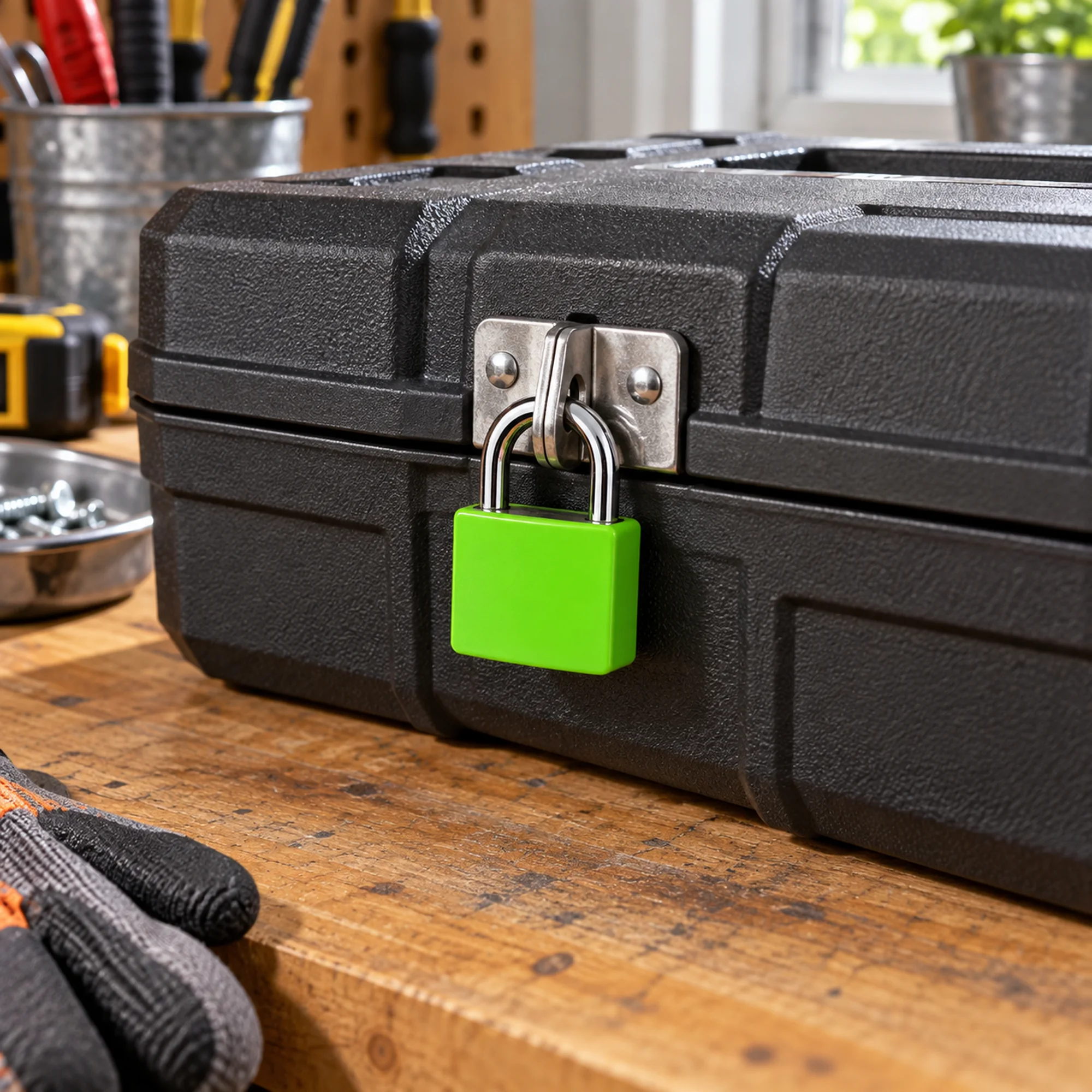 Candado compacto con cubierta plástica verde – SKU 41007 - Imagen 6