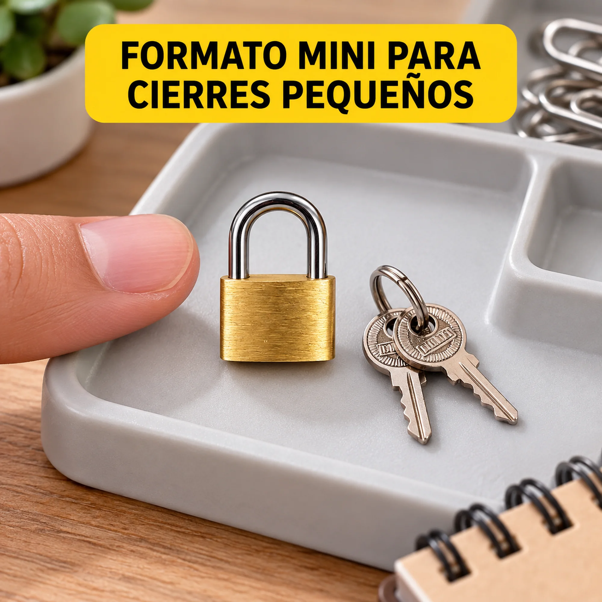 Candado de latón con arco ancho 20 mm – SKU 41009 - Imagen 4