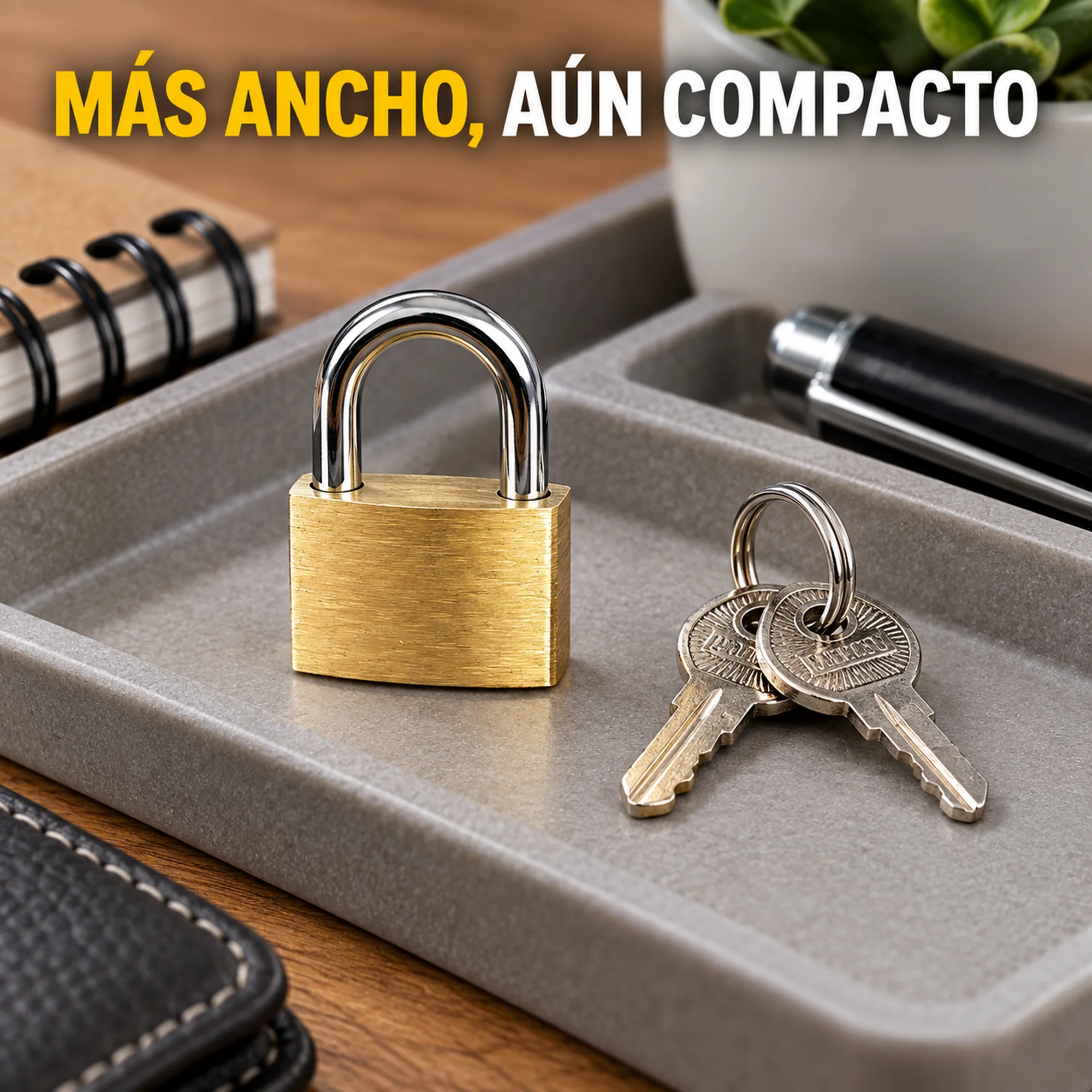 Candado de latón con arco ancho 25 mm – SKU 41010 - Imagen 4