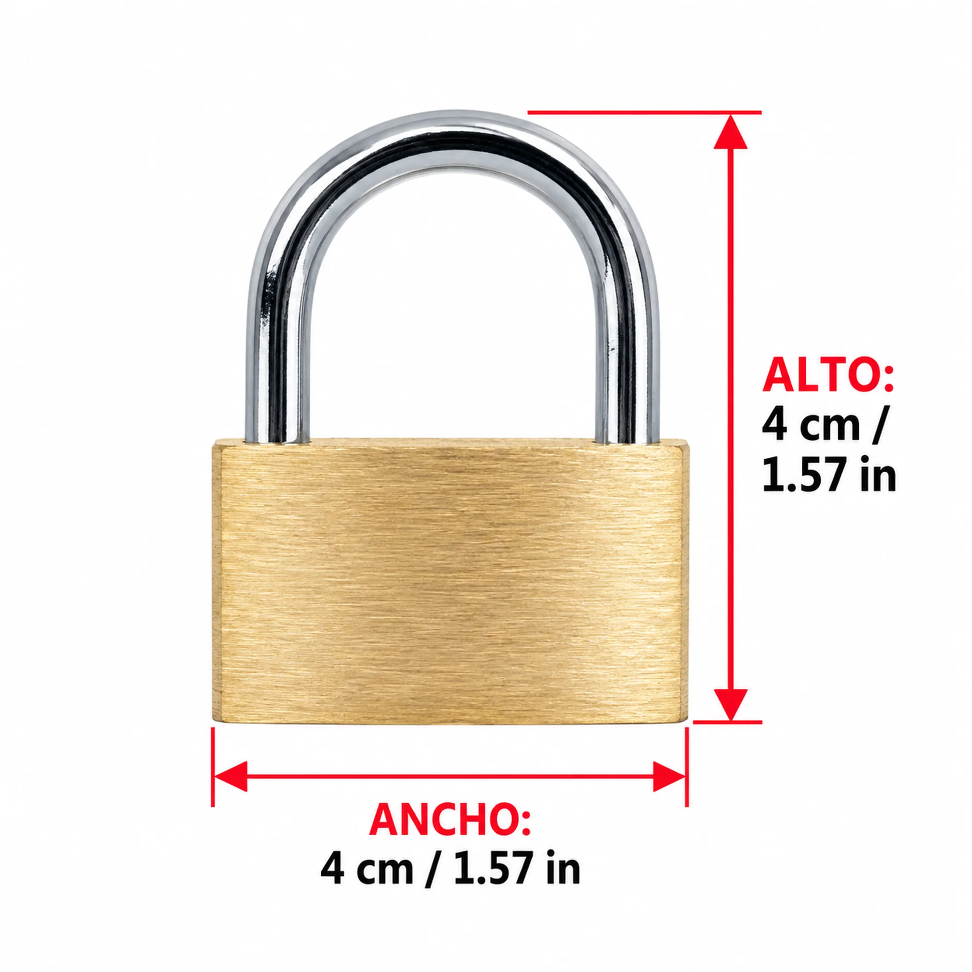 Candado de latón con arco ancho 40 mm – SKU 41012 - Imagen 3