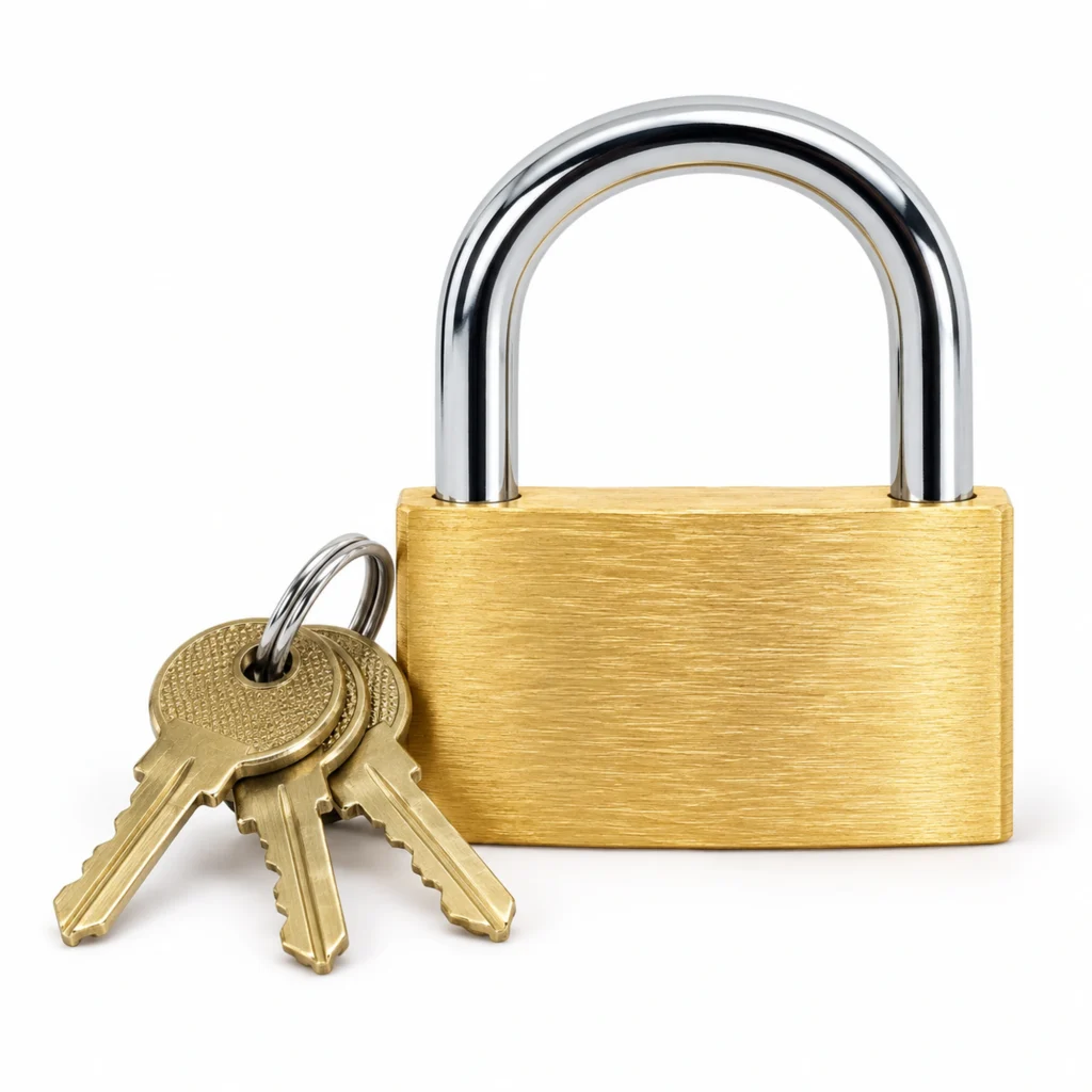 Candado de latón con arco ancho 50 mm – SKU 41013