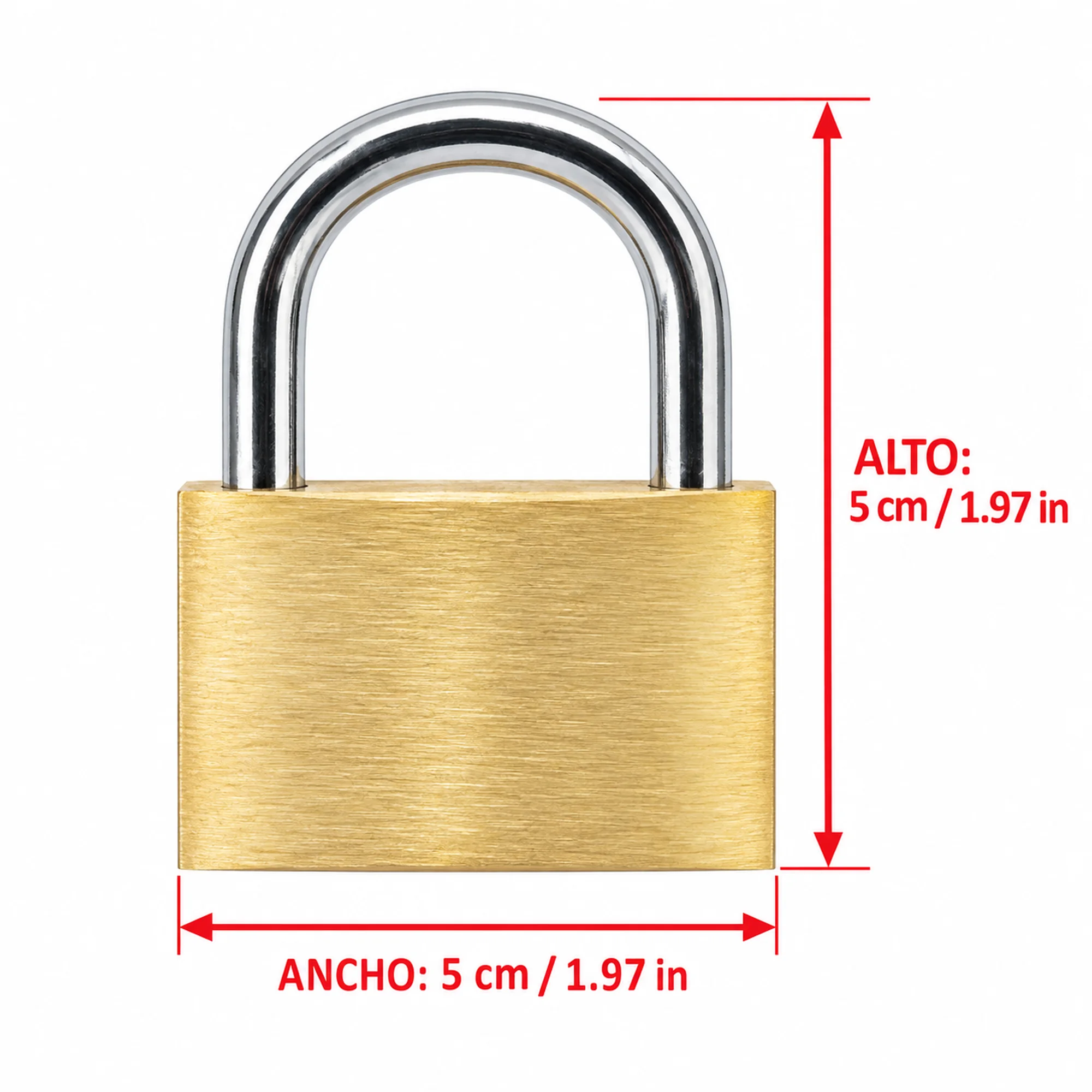 Candado de latón con arco ancho 50 mm – SKU 41013 - Imagen 3