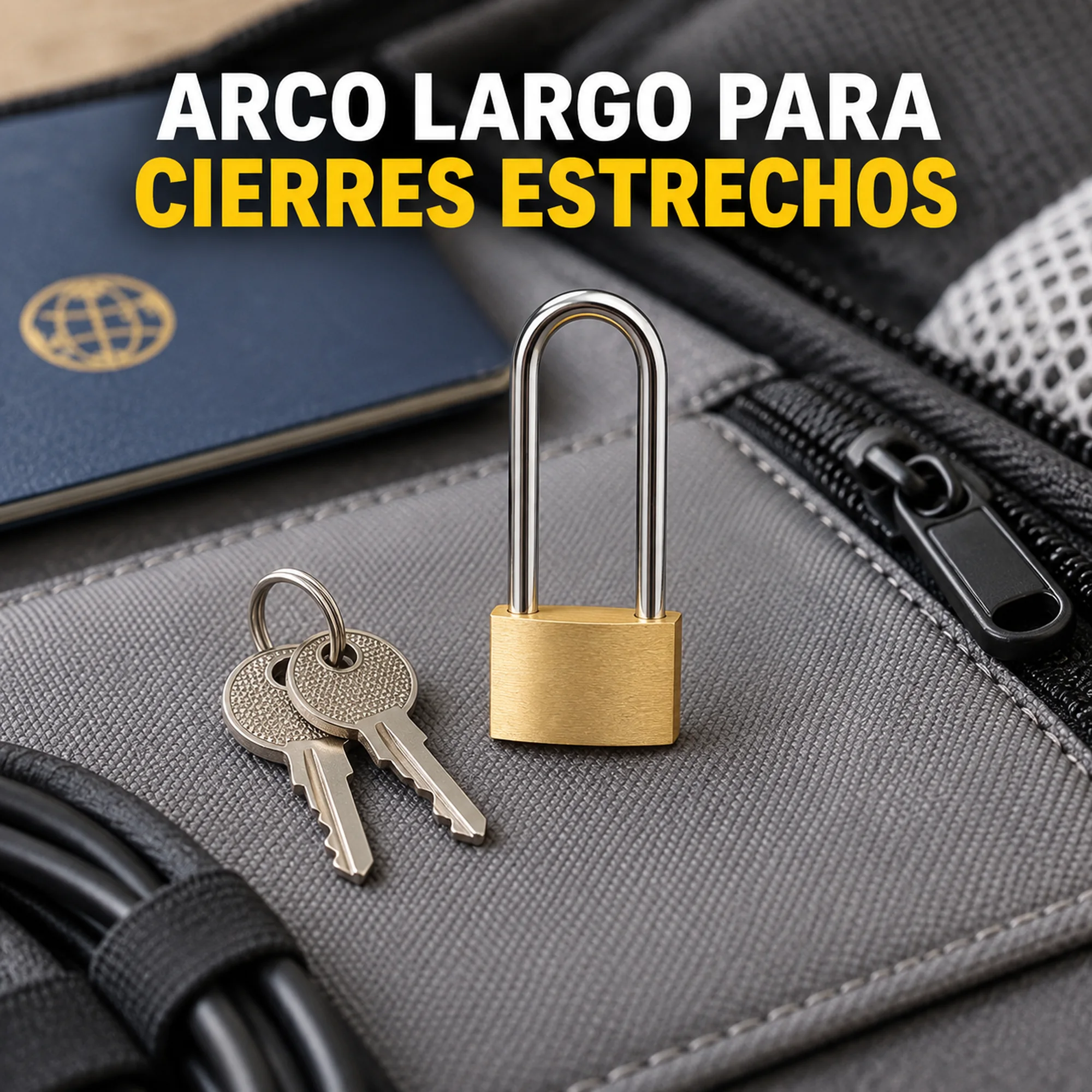 Candado de latón con arco largo 20 mm – SKU 41015 - Imagen 4