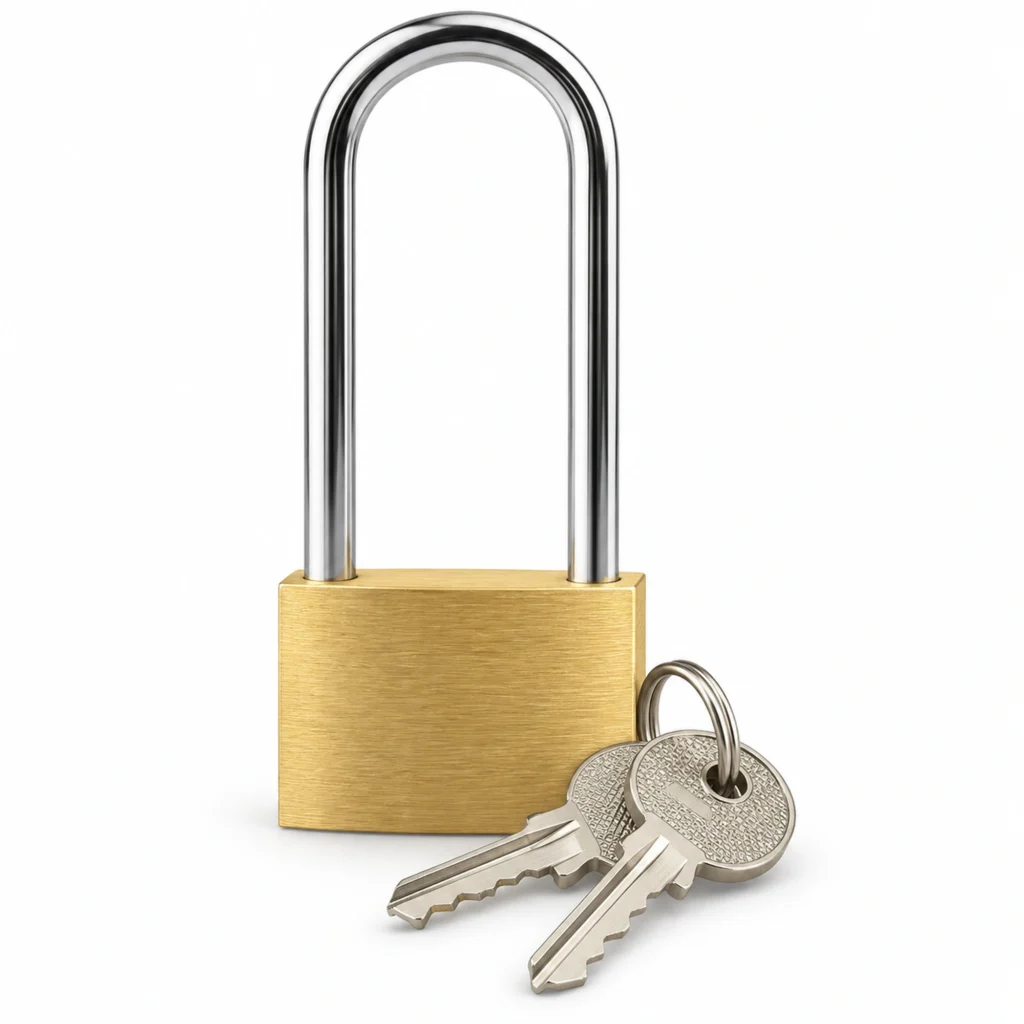 Candado de latón con arco largo 40 mm – SKU 41018