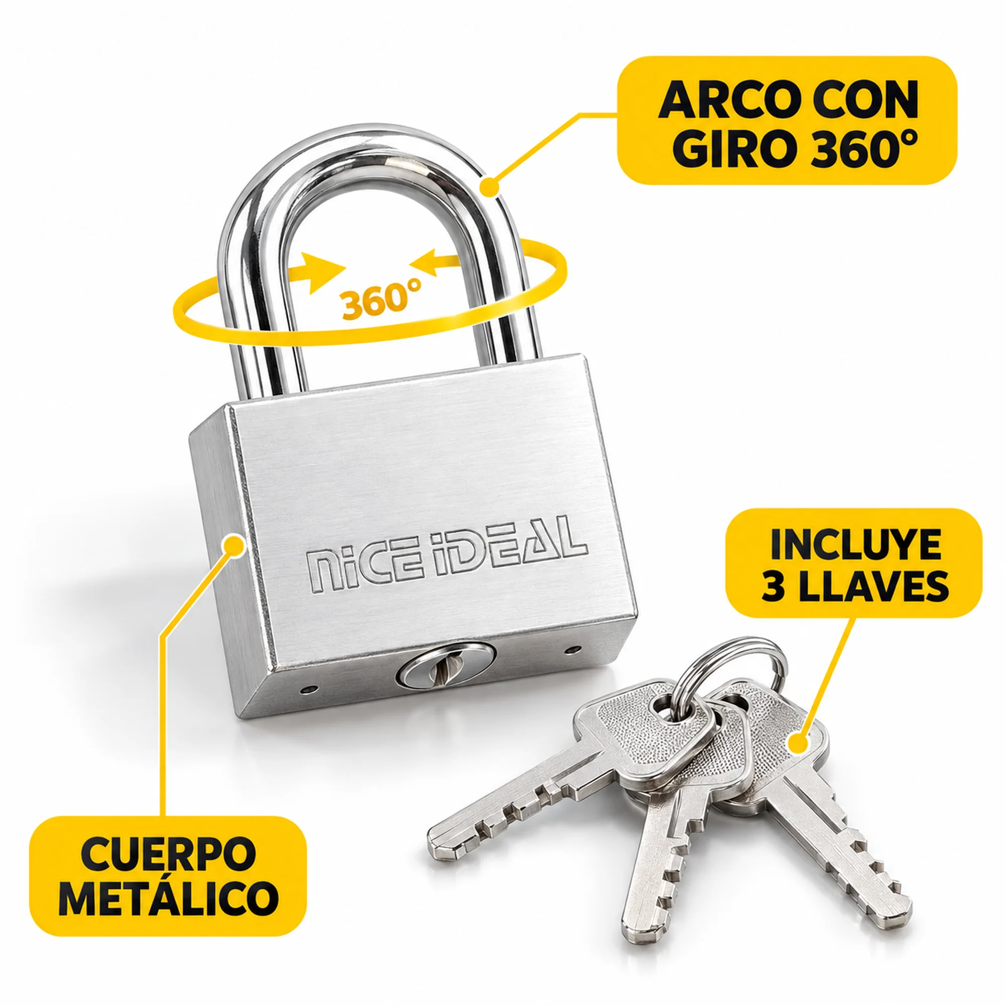 Candado de seguridad metálico 60 mm – SKU 41024 - Imagen 2