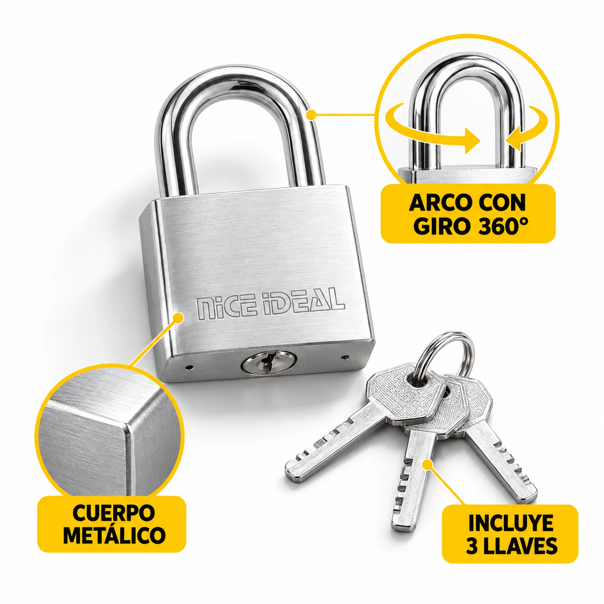 Candado de seguridad metálico 70 mm – SKU 41025 - Imagen 2