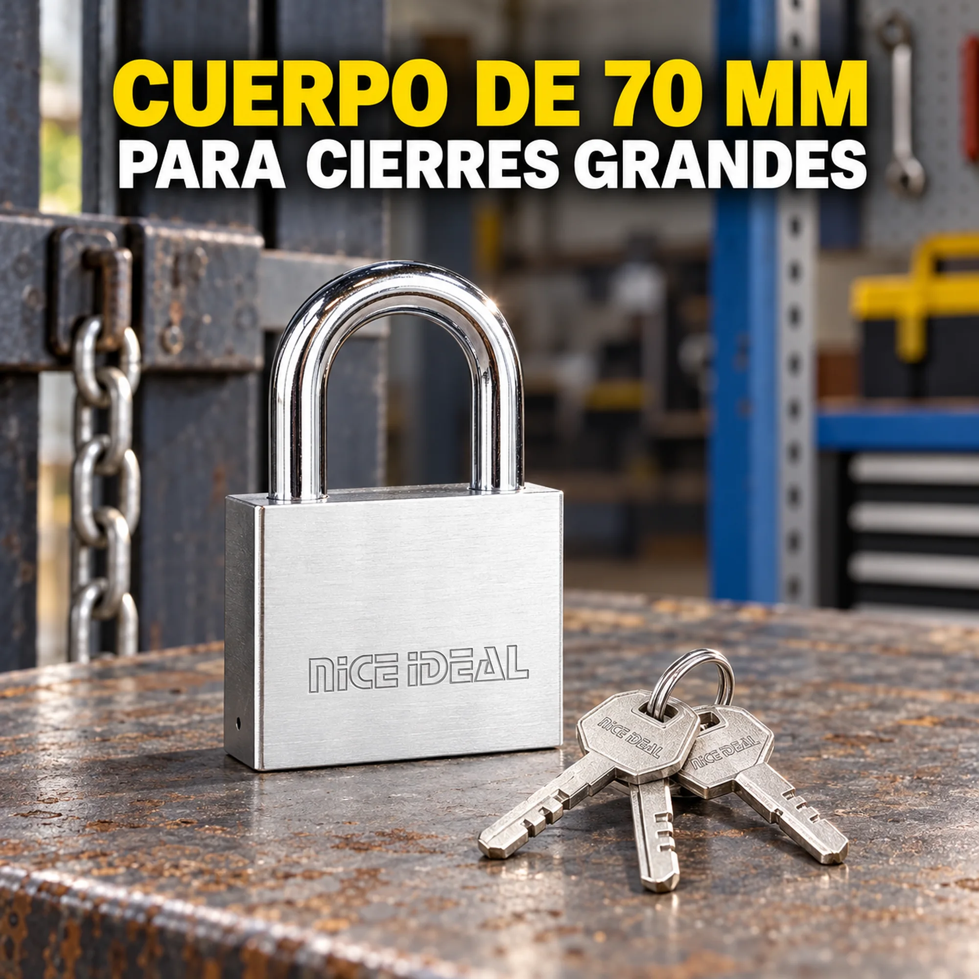 Candado de seguridad metálico 70 mm – SKU 41025 - Imagen 4
