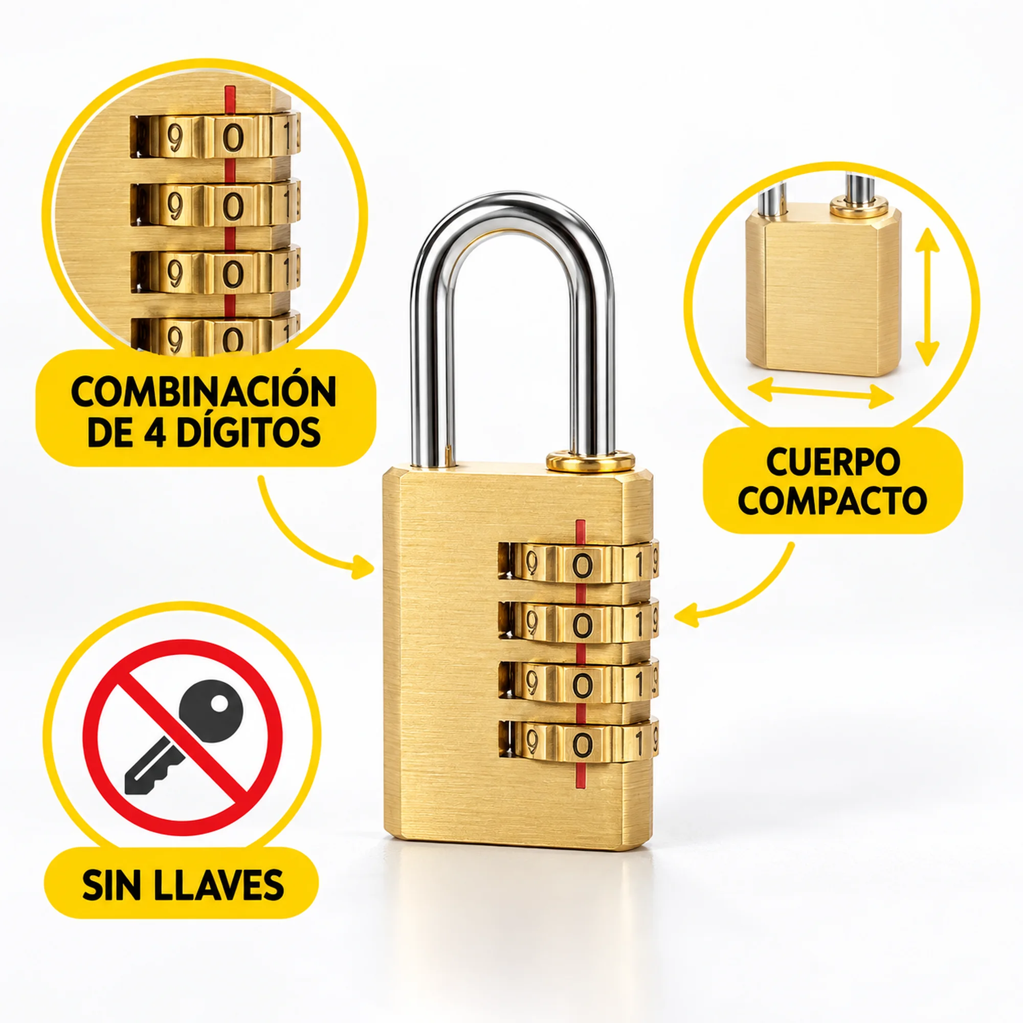 Candado de combinación de 4 dígitos – SKU 41027 - Imagen 2
