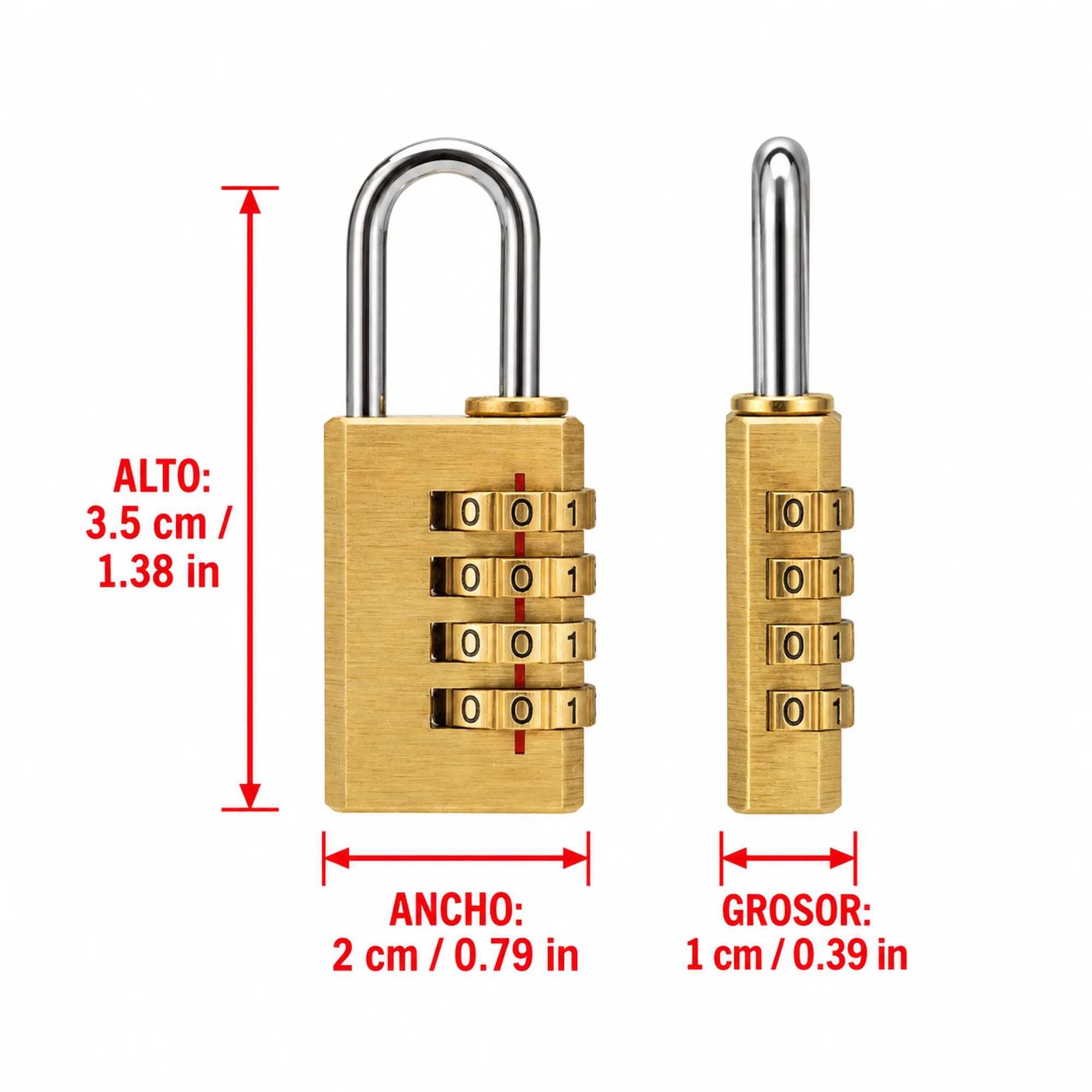 Candado de combinación de 4 dígitos – SKU 41027 - Imagen 3