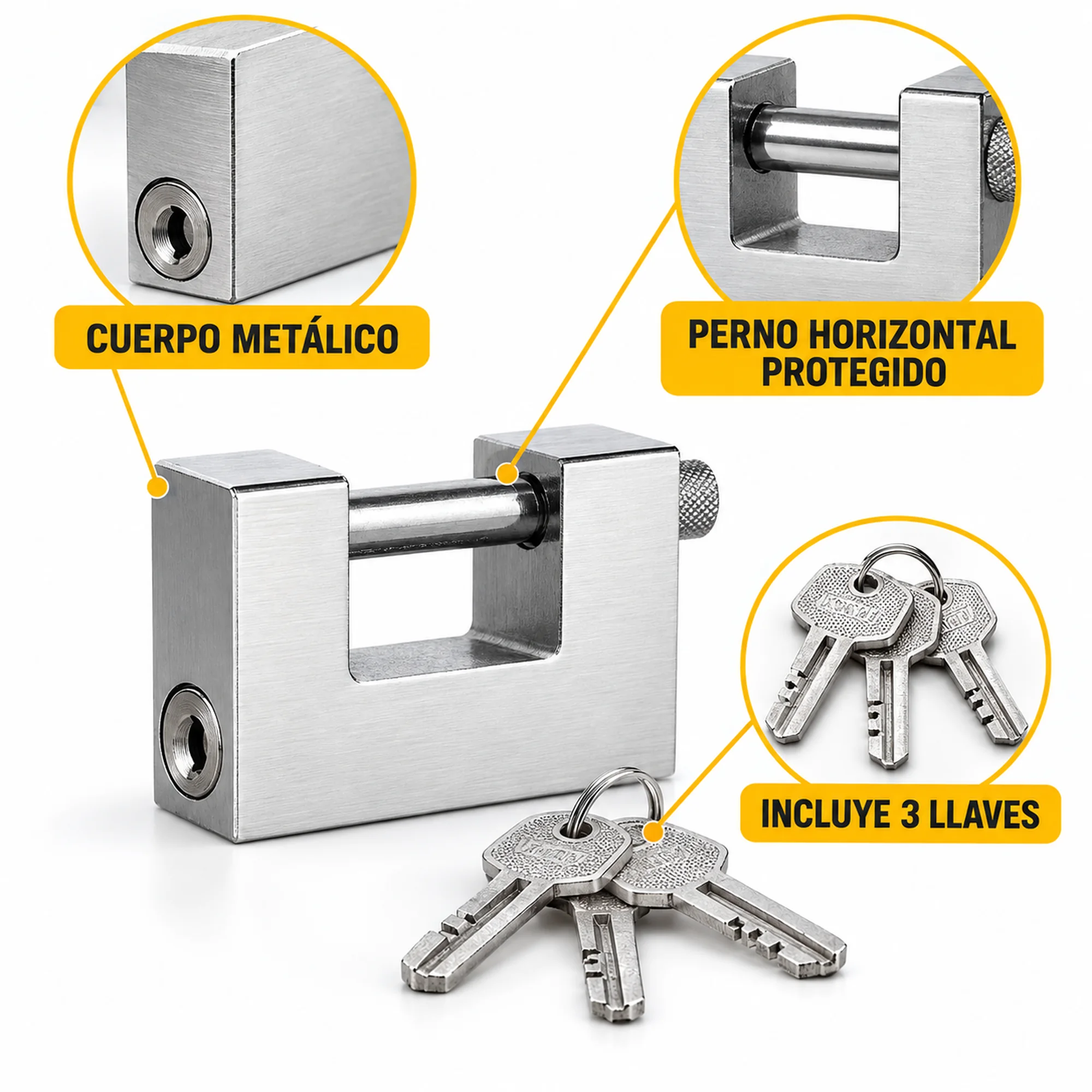 Candado de bloque metálico 70 mm – SKU 41030 - Imagen 2