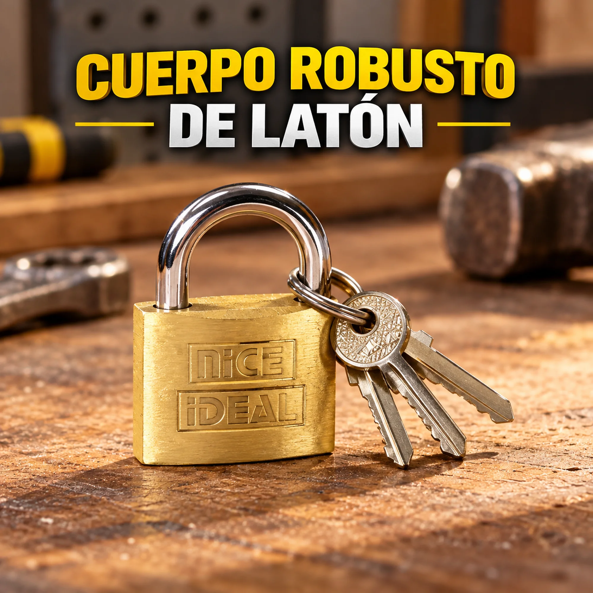 Candado de seguridad de latón de 50 mm – SKU 41037 - Imagen 4
