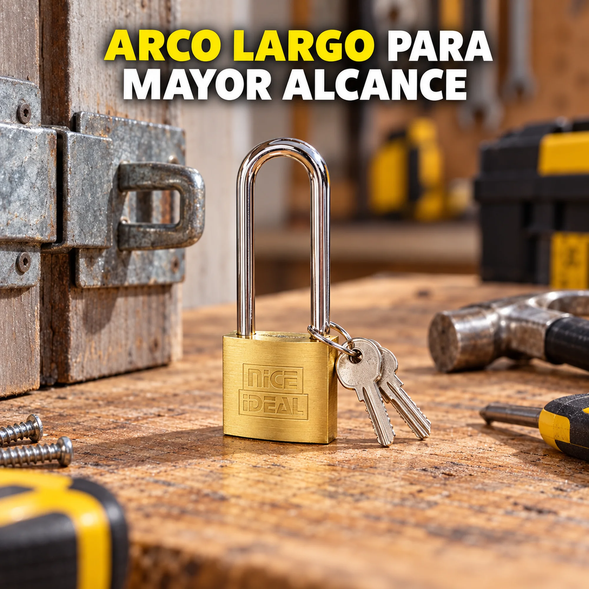 Candado de latón de 20 mm con arco largo – SKU 41039 - Imagen 4