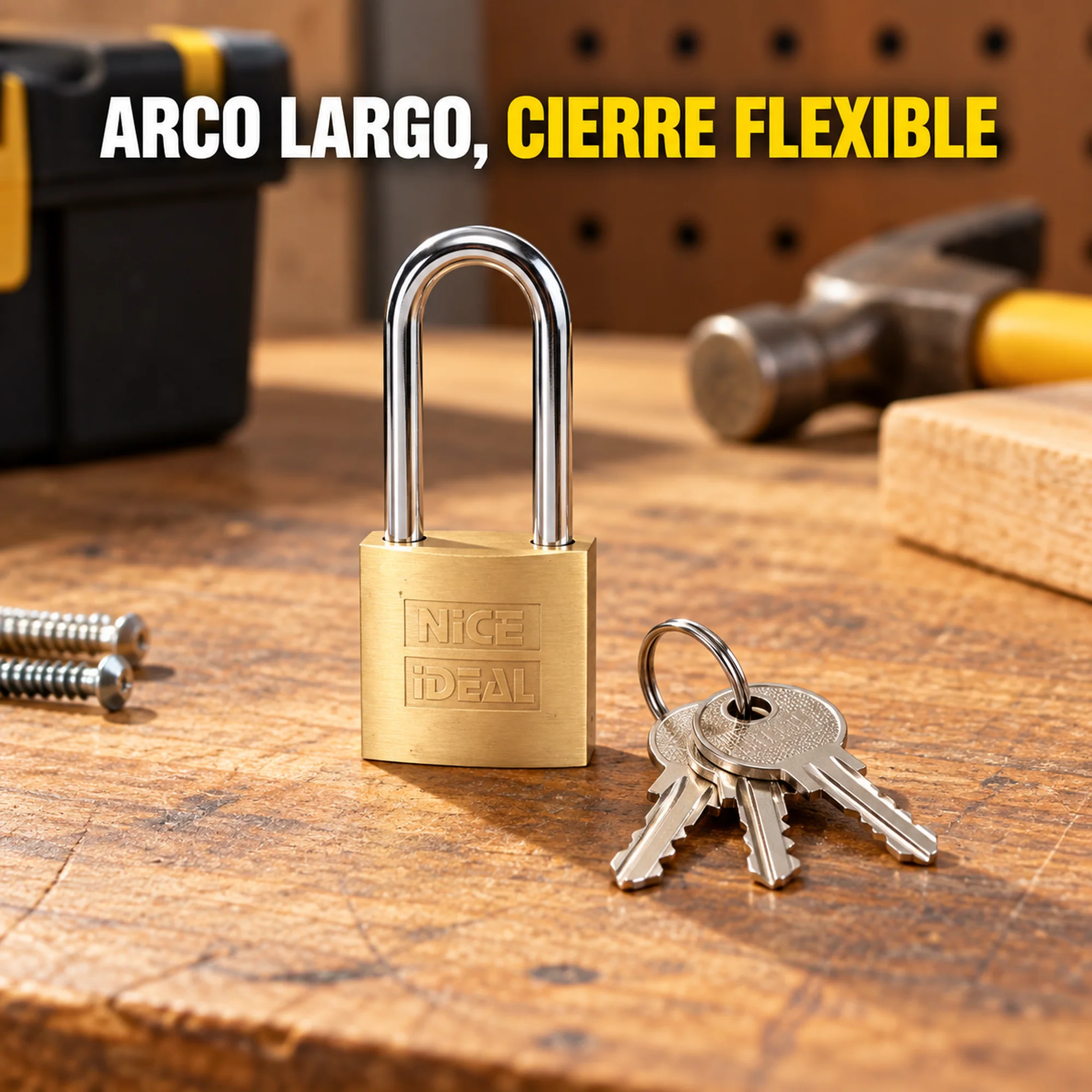 Candado de latón de 25 mm con arco largo – SKU 41040 - Imagen 4