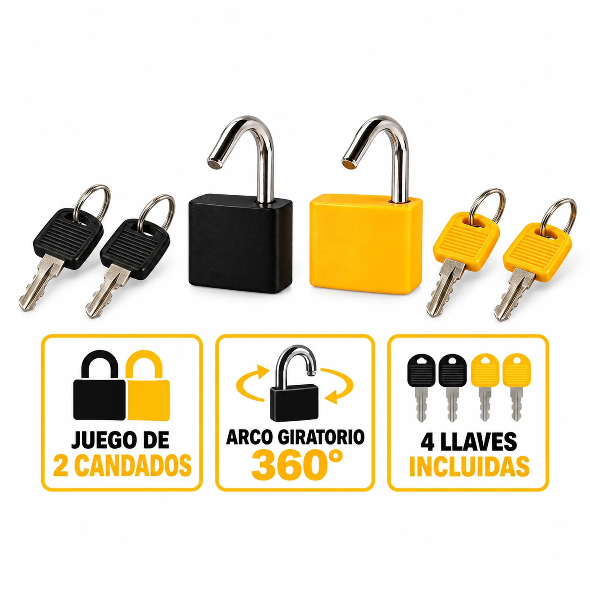 Juego de 2 candados pequeños de aleación de zinc, 23 mm – SKU 41045 - Imagen 2