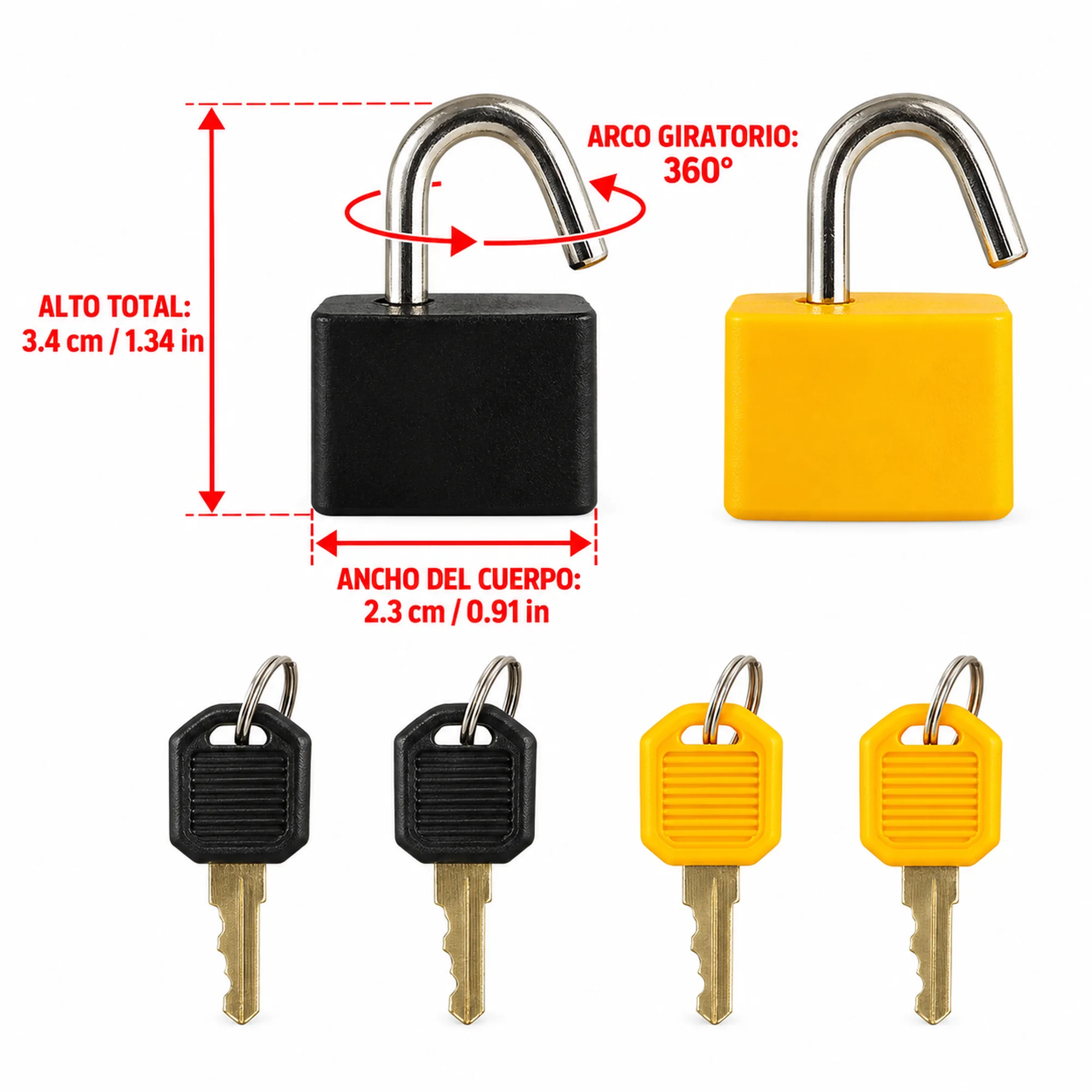Juego de 2 candados pequeños de aleación de zinc, 23 mm – SKU 41045 - Imagen 3