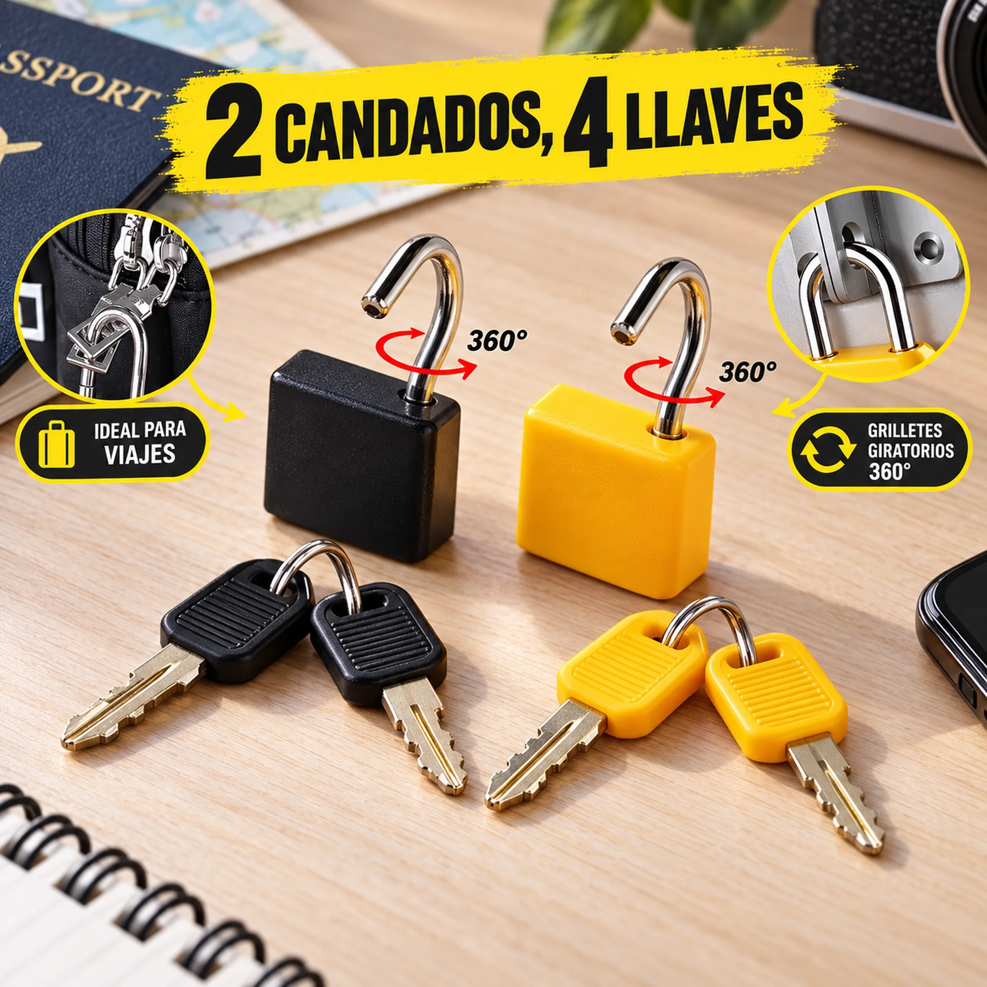 Juego de 2 candados pequeños de aleación de zinc, 23 mm – SKU 41045 - Imagen 4