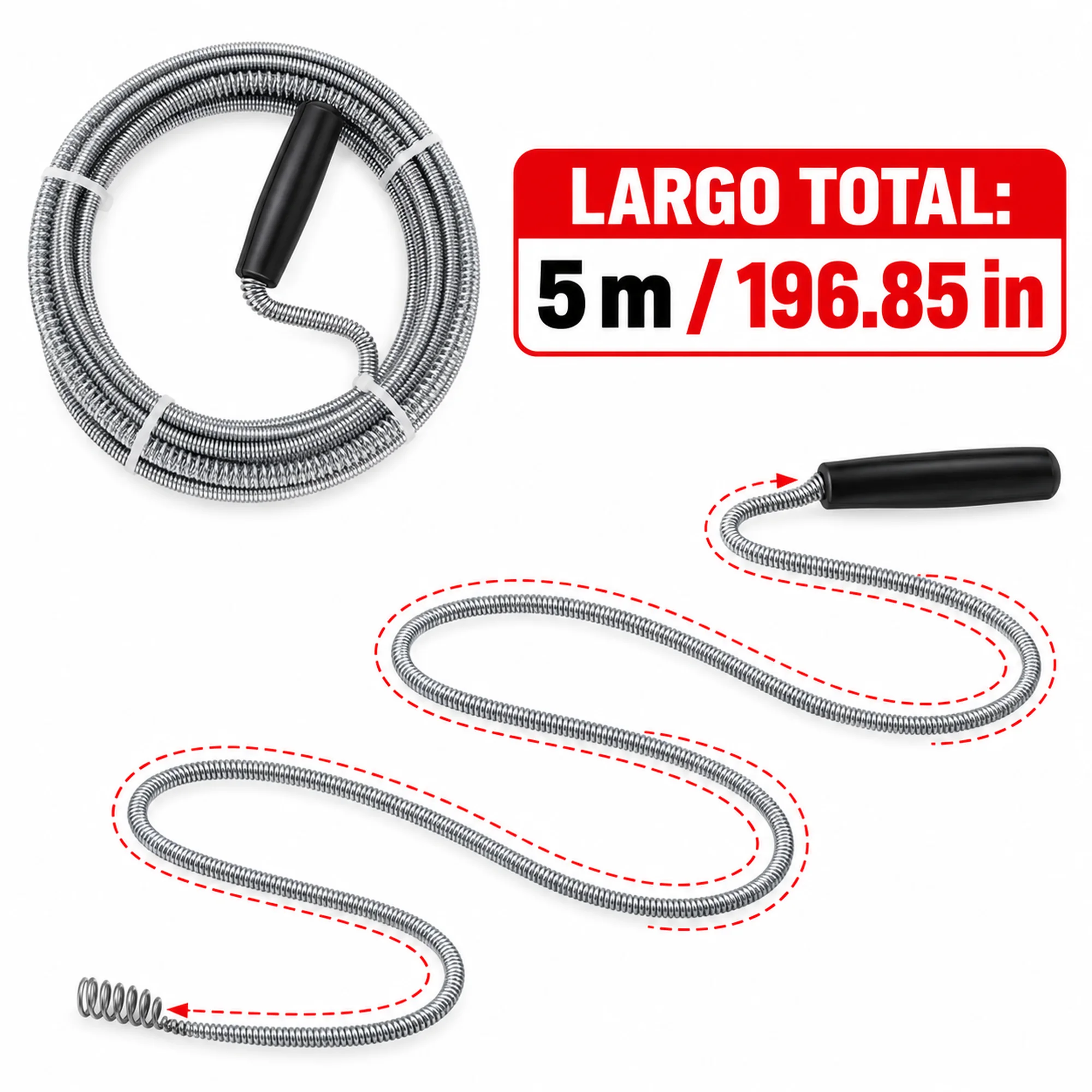 Desatascador manual de tuberías de 5 m – SKU 41649 - Imagen 3