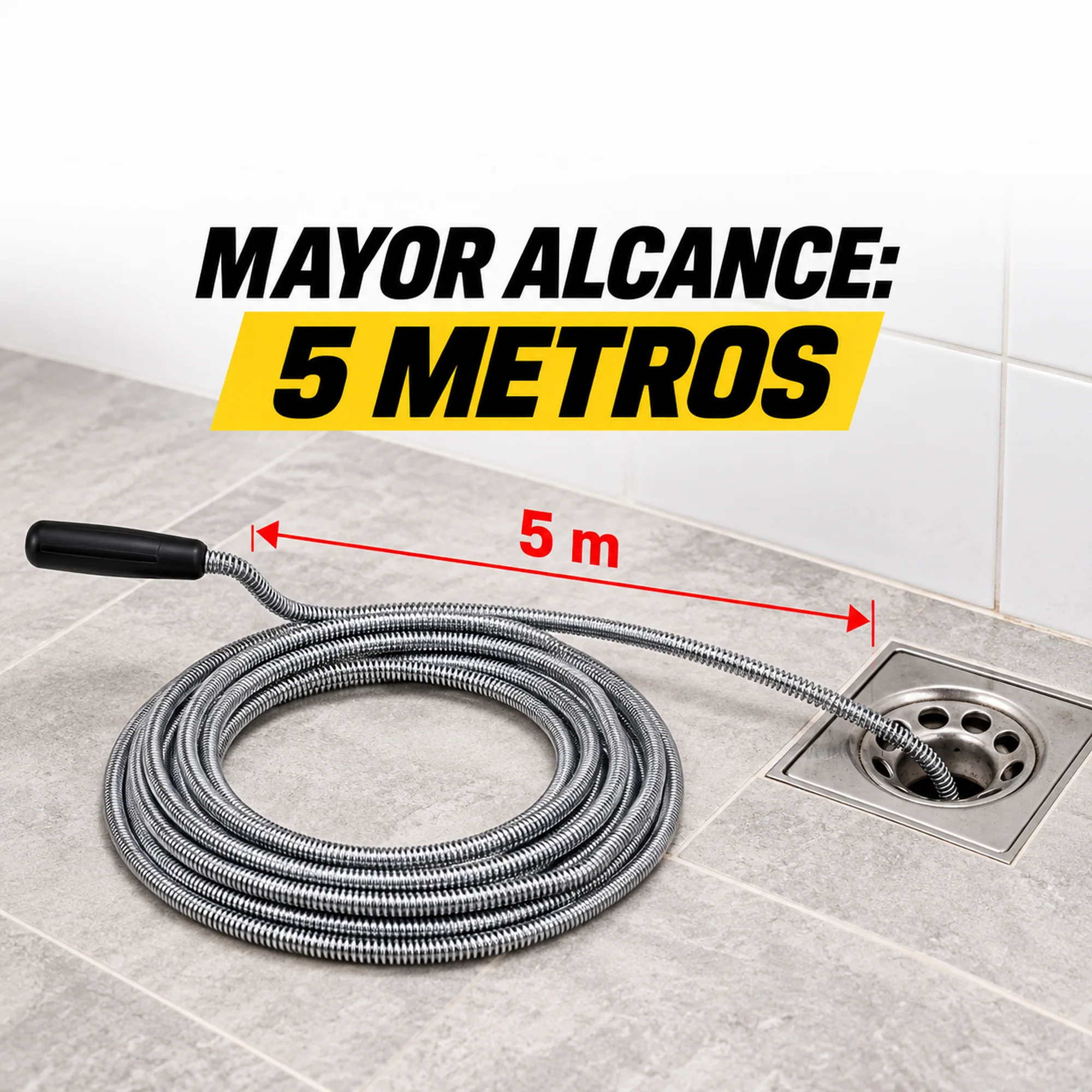 Desatascador manual de tuberías de 5 m – SKU 41649 - Imagen 4