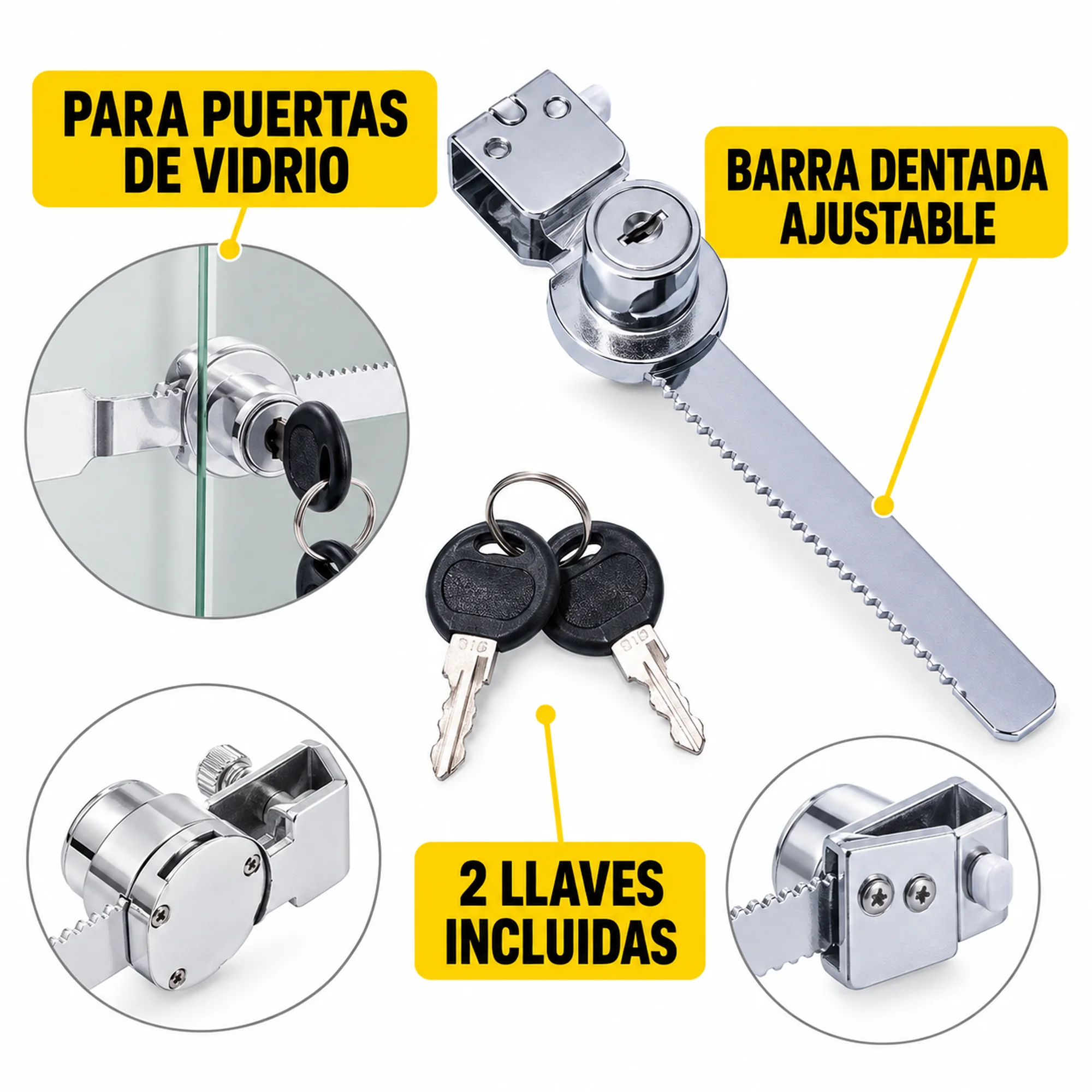 Cerradura para vitrina de vidrio, modelo 318 – SKU 42565 - Imagen 2