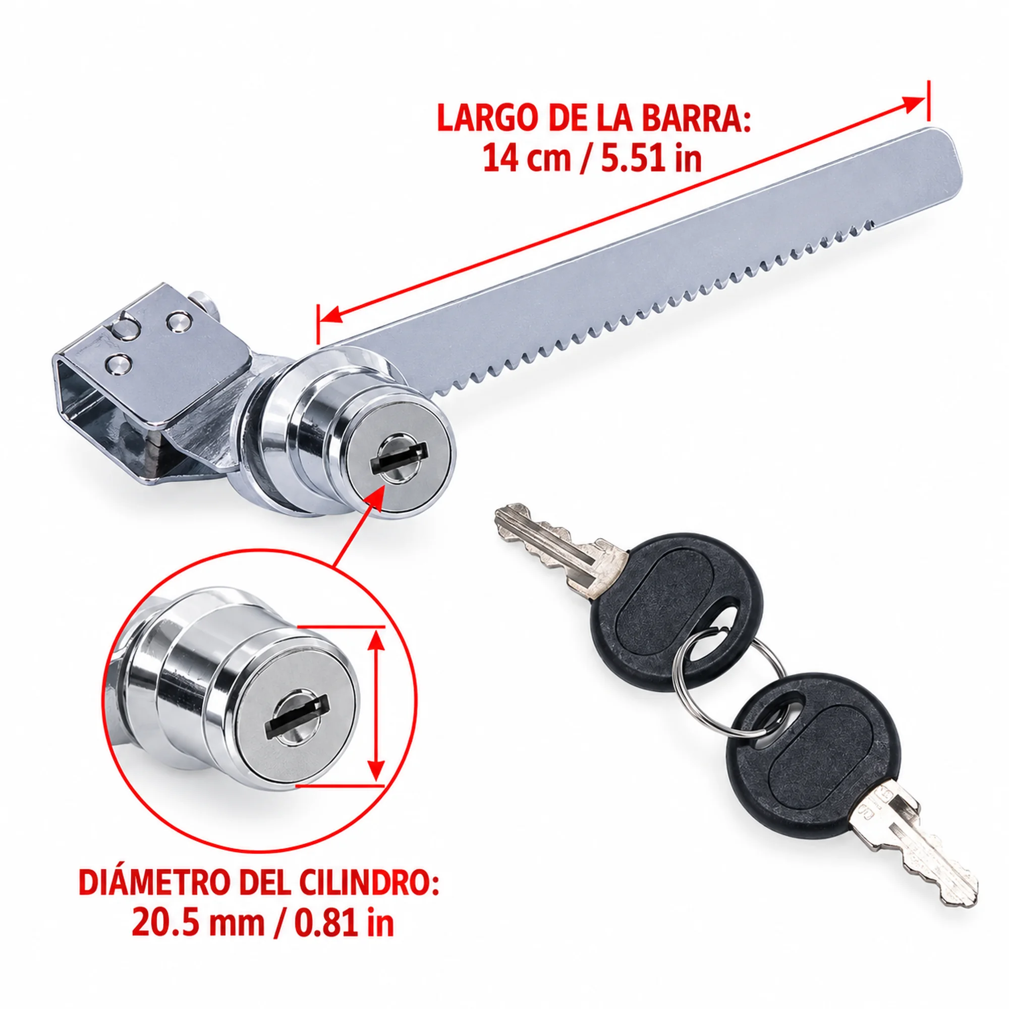 Cerradura para vitrina de vidrio, modelo 318 – SKU 42565 - Imagen 3