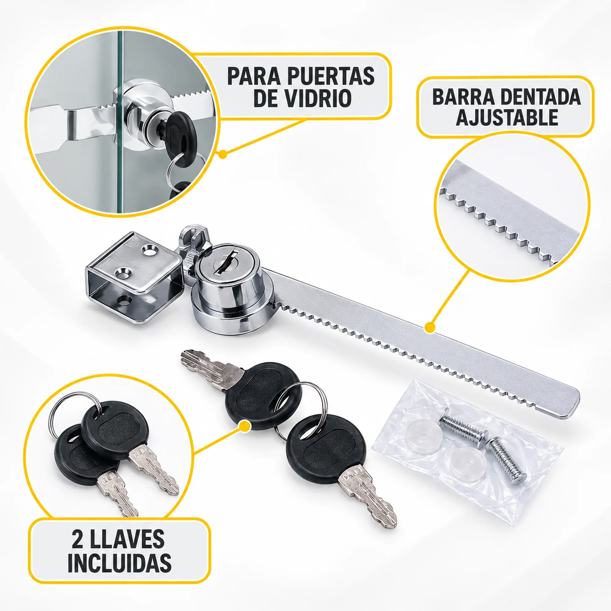 Cerradura para vitrina de vidrio, modelo 328 – SKU 42566 - Imagen 2