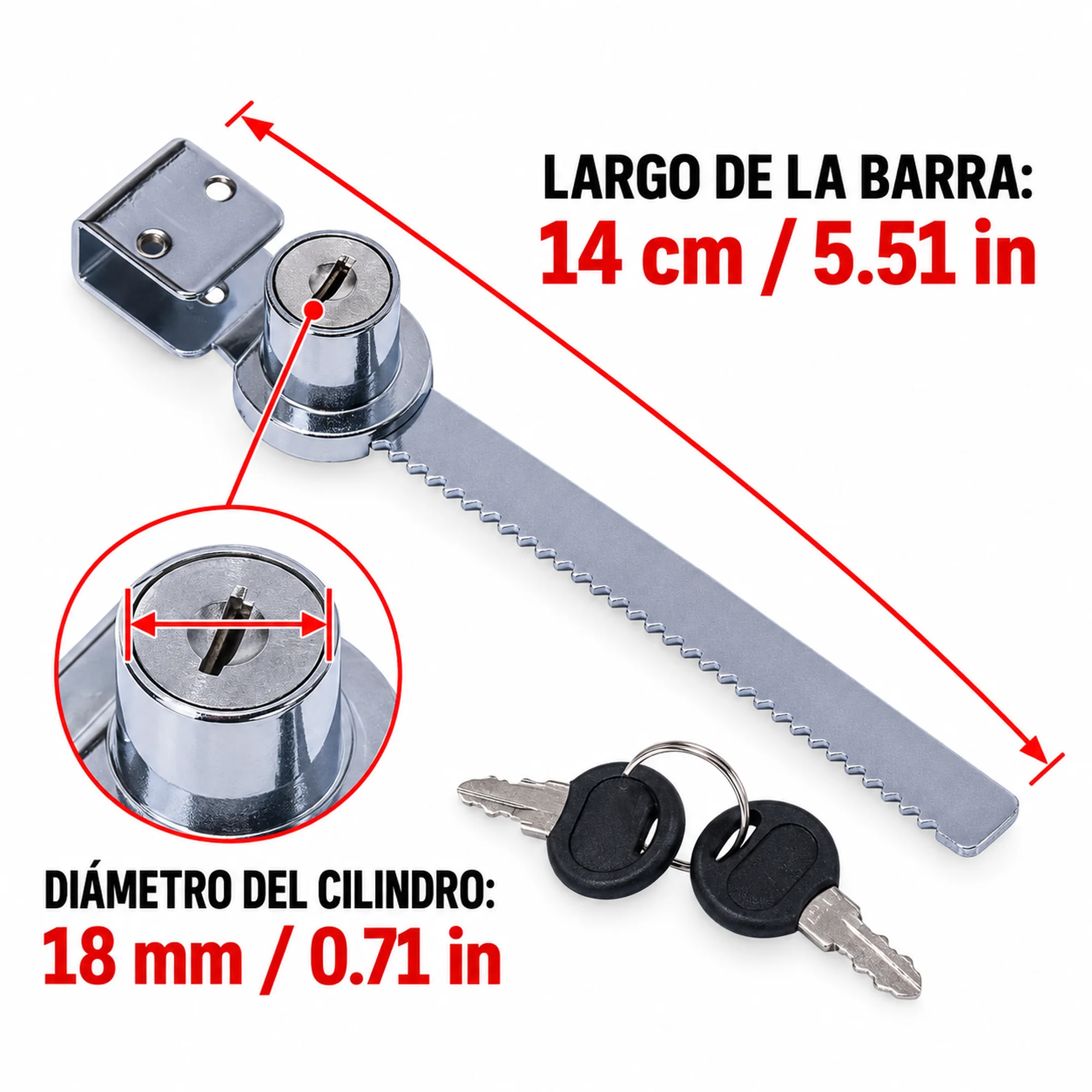 Cerradura para vitrina de vidrio, modelo 328 – SKU 42566 - Imagen 3