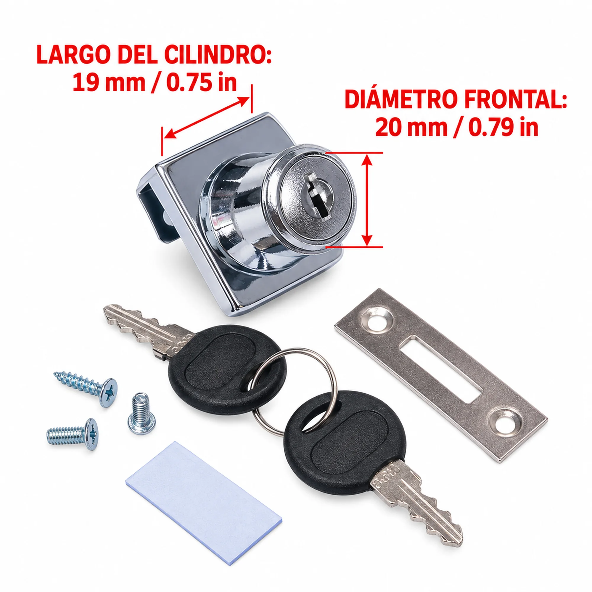 Cerradura compacta para mueble, modelo 407C – SKU 42567 - Imagen 3