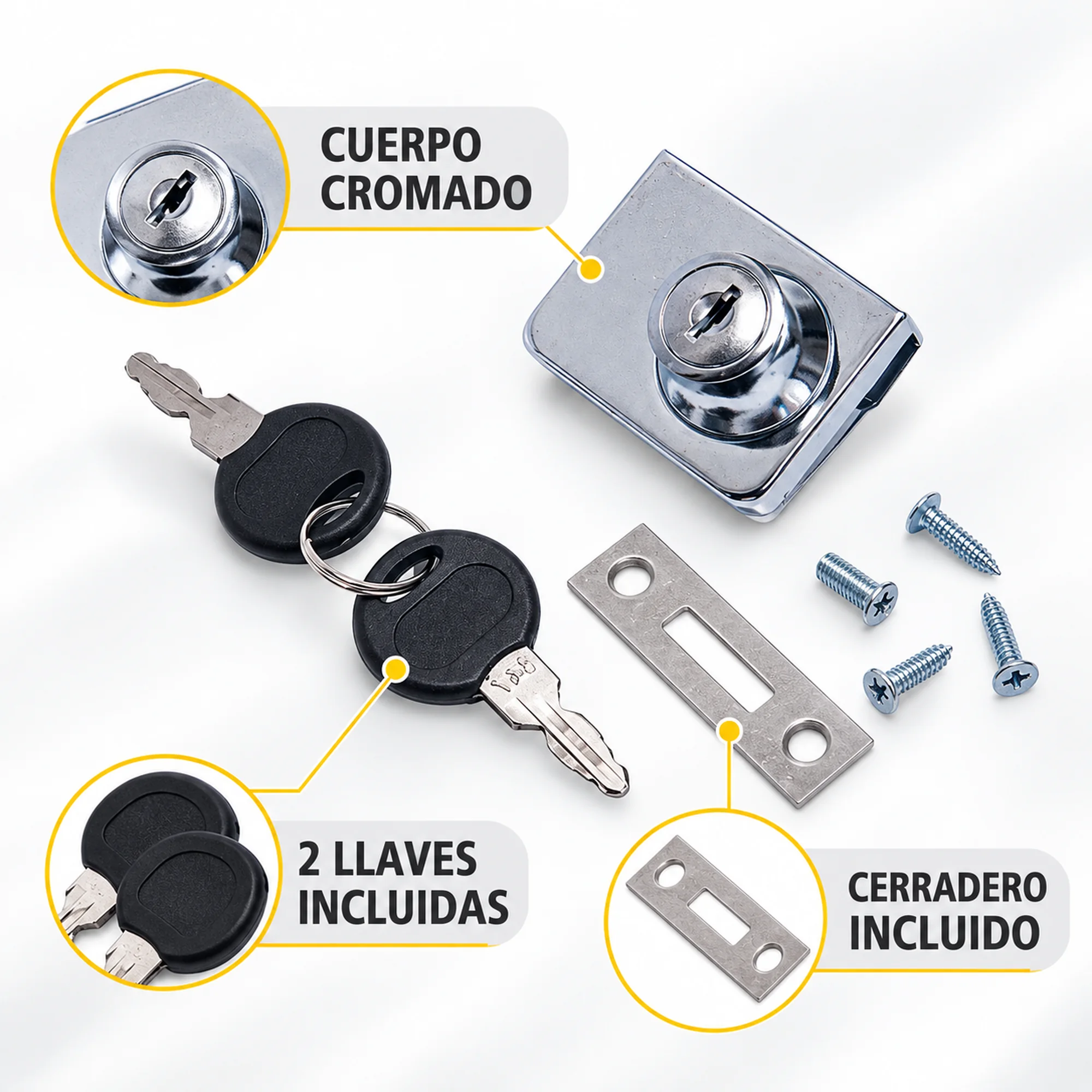 Cerradura compacta para mueble, modelo 409C – SKU 42569 - Imagen 2