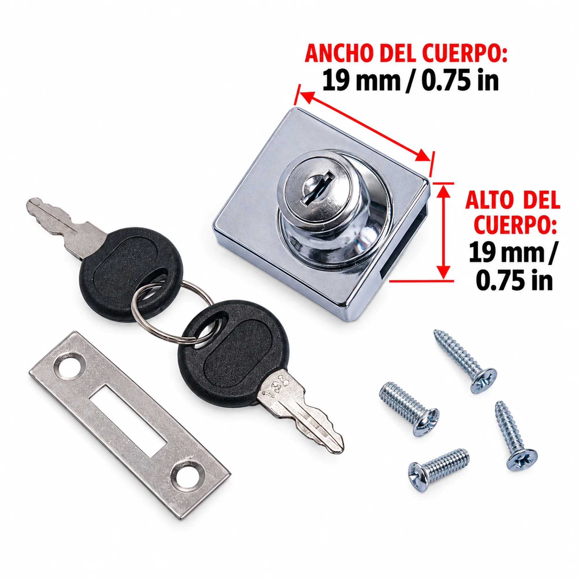 Cerradura compacta para mueble, modelo 409C – SKU 42569 - Imagen 3