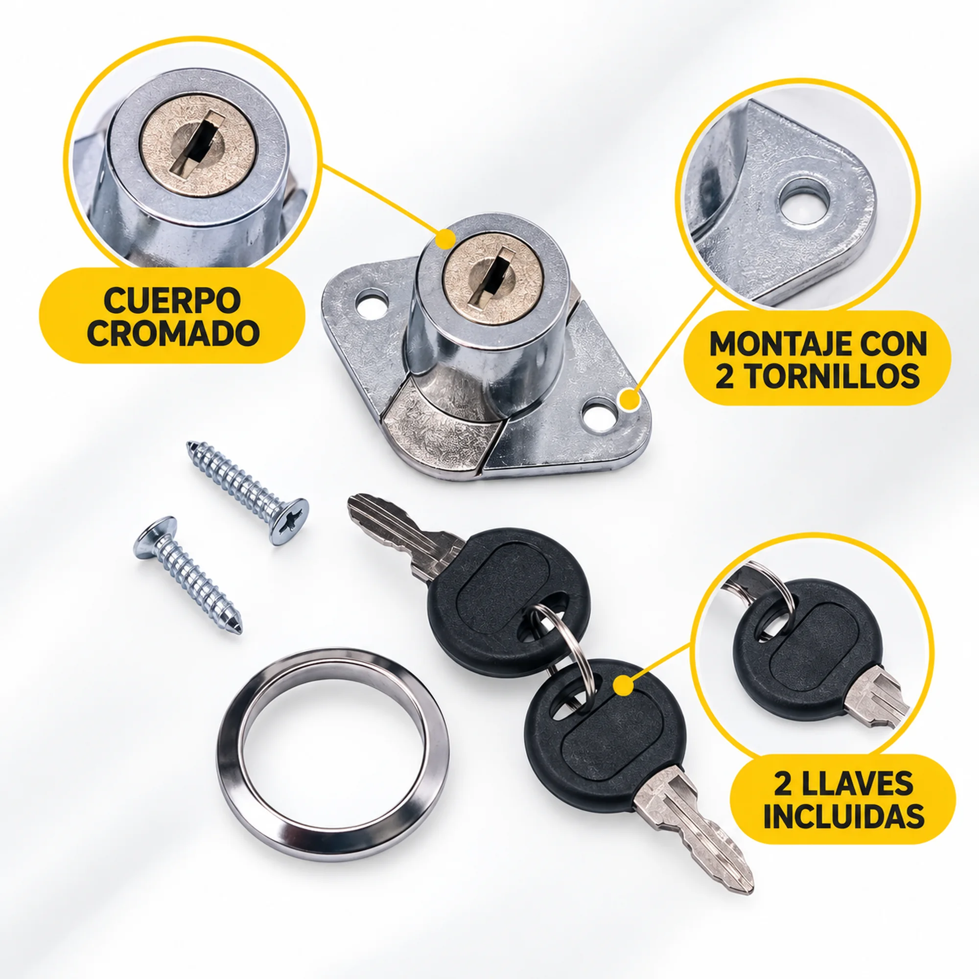 Cerradura compacta para mueble, modelo 106A – SKU 42570 - Imagen 2