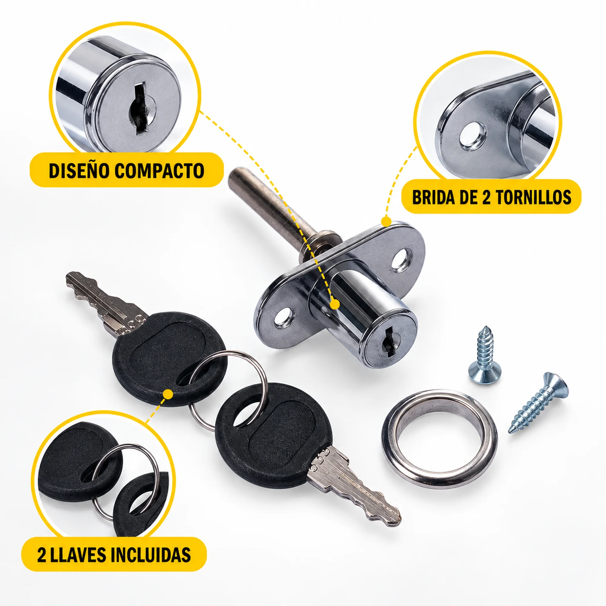 Cerradura para cajón, modelo 288-16 – SKU 42571 - Imagen 2