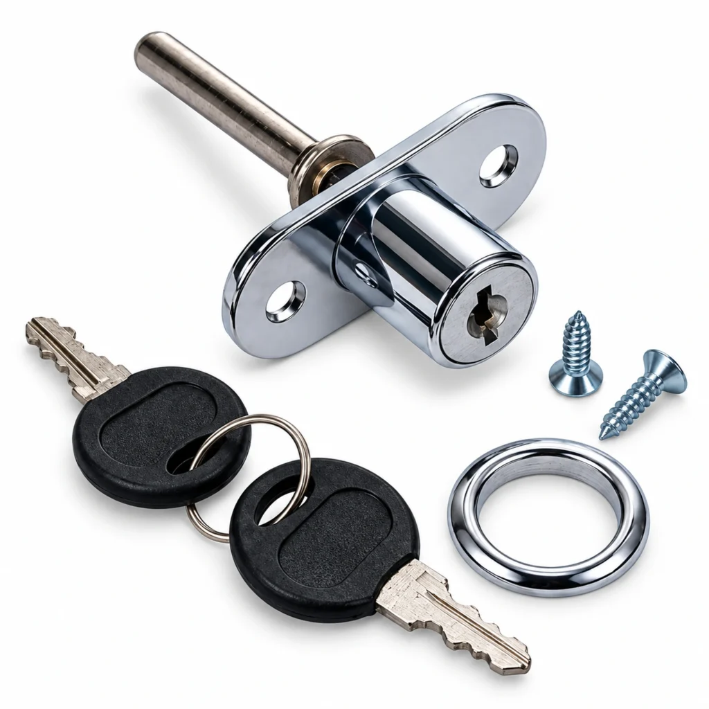 Cerradura para cajón modelo 288-19, cromada, 19 × 22 mm – SKU 42572
