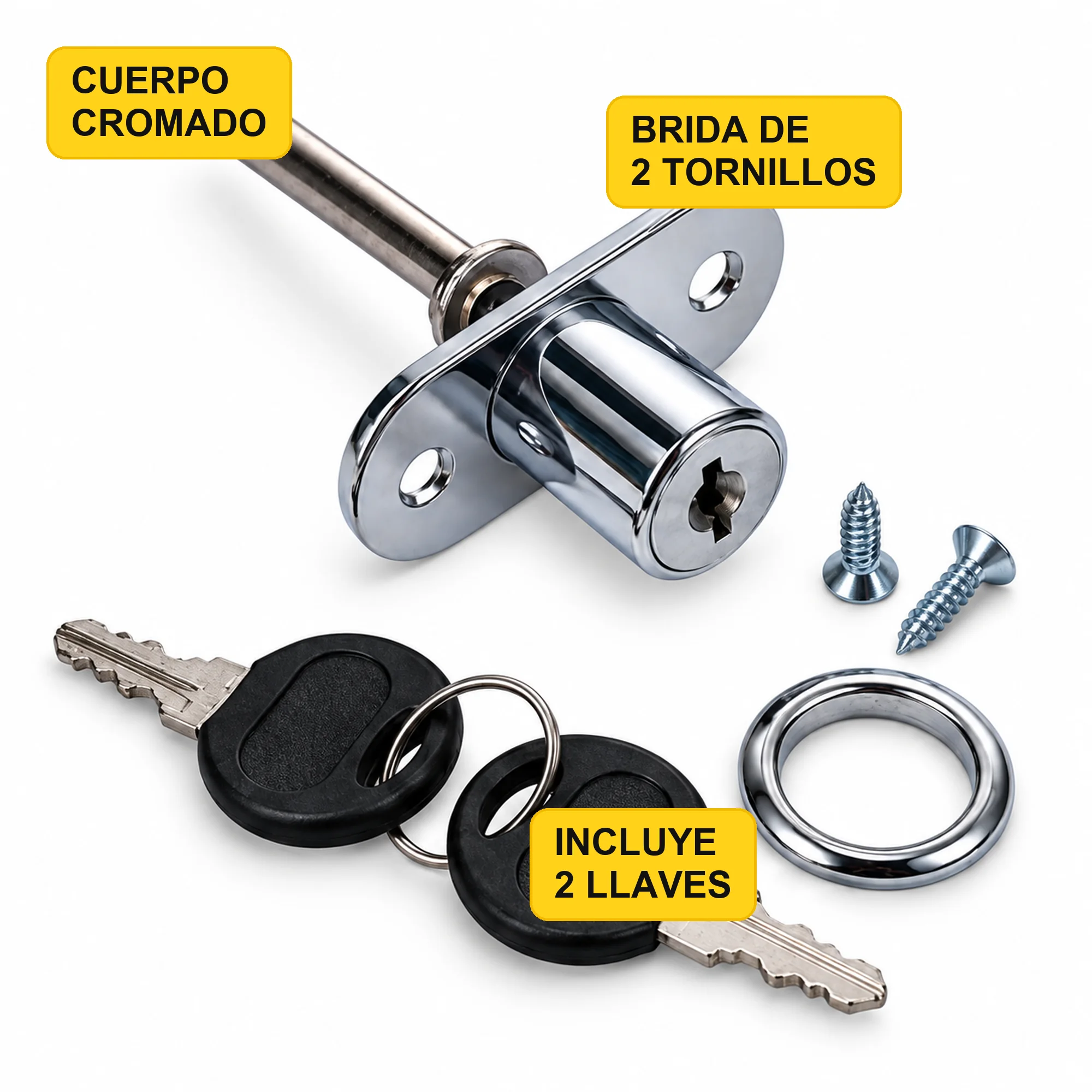 Cerradura para cajón modelo 288-19, cromada, 19 × 22 mm – SKU 42572 - Imagen 2