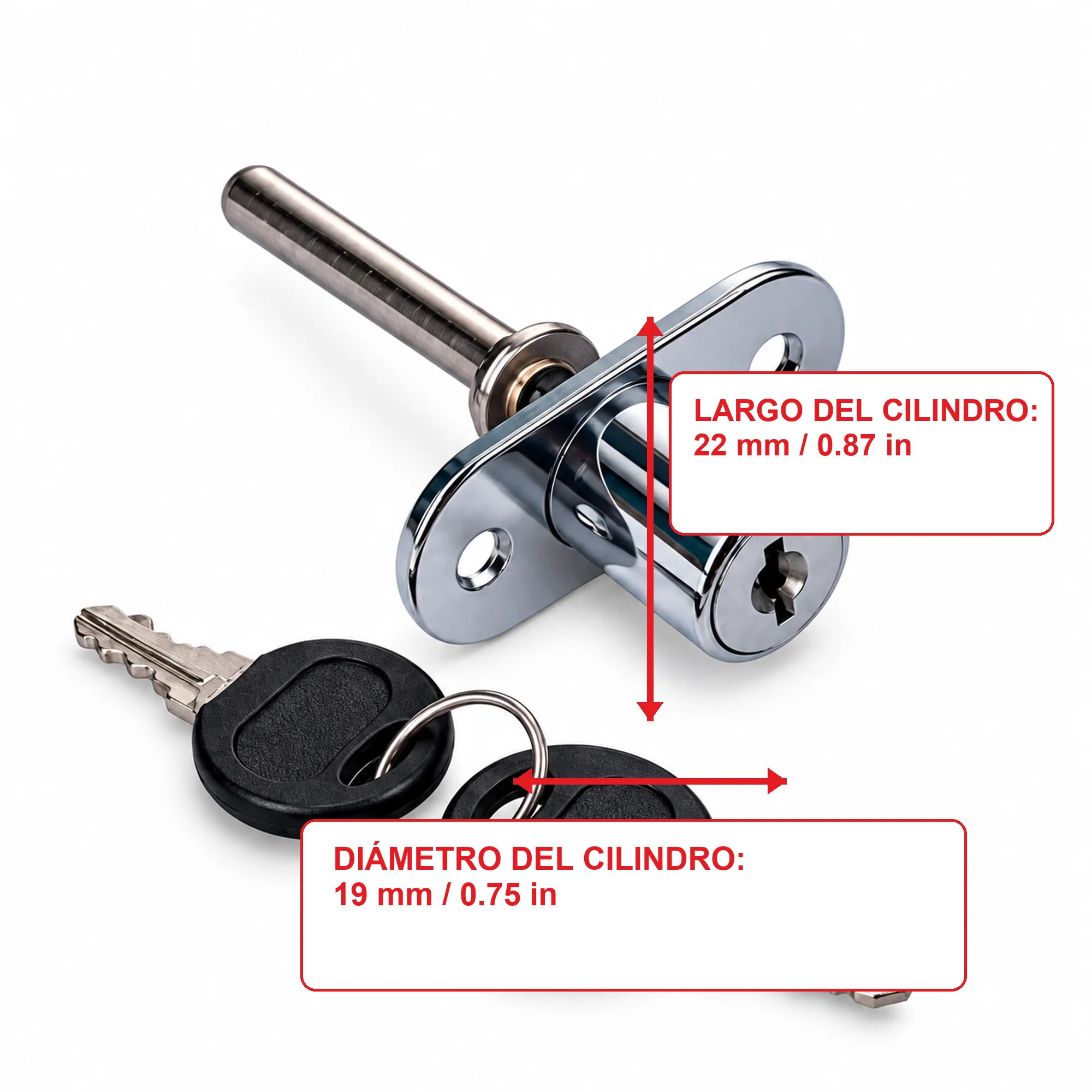 Cerradura para cajón modelo 288-19, cromada, 19 × 22 mm – SKU 42572 - Imagen 3