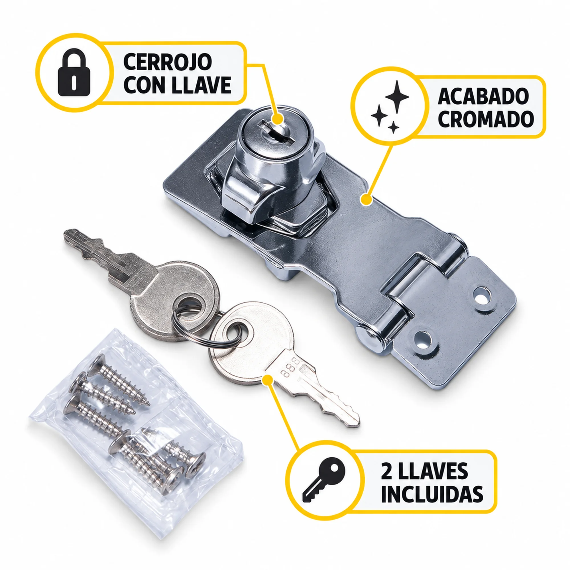Cerrojo de bloqueo con llave, 3.1 pulgadas – SKU 42575 - Imagen 2