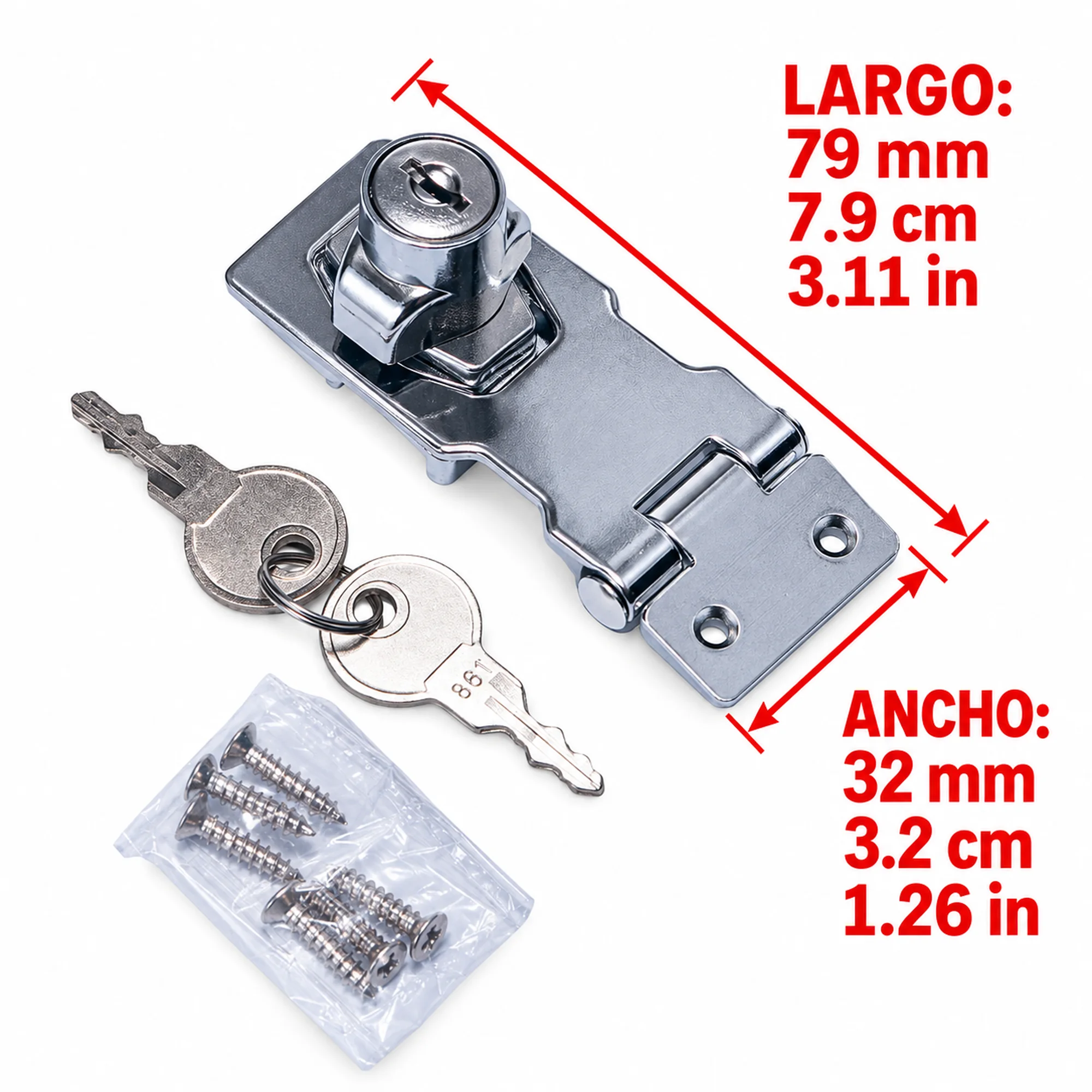Cerrojo de bloqueo con llave, 3.1 pulgadas – SKU 42575 - Imagen 3