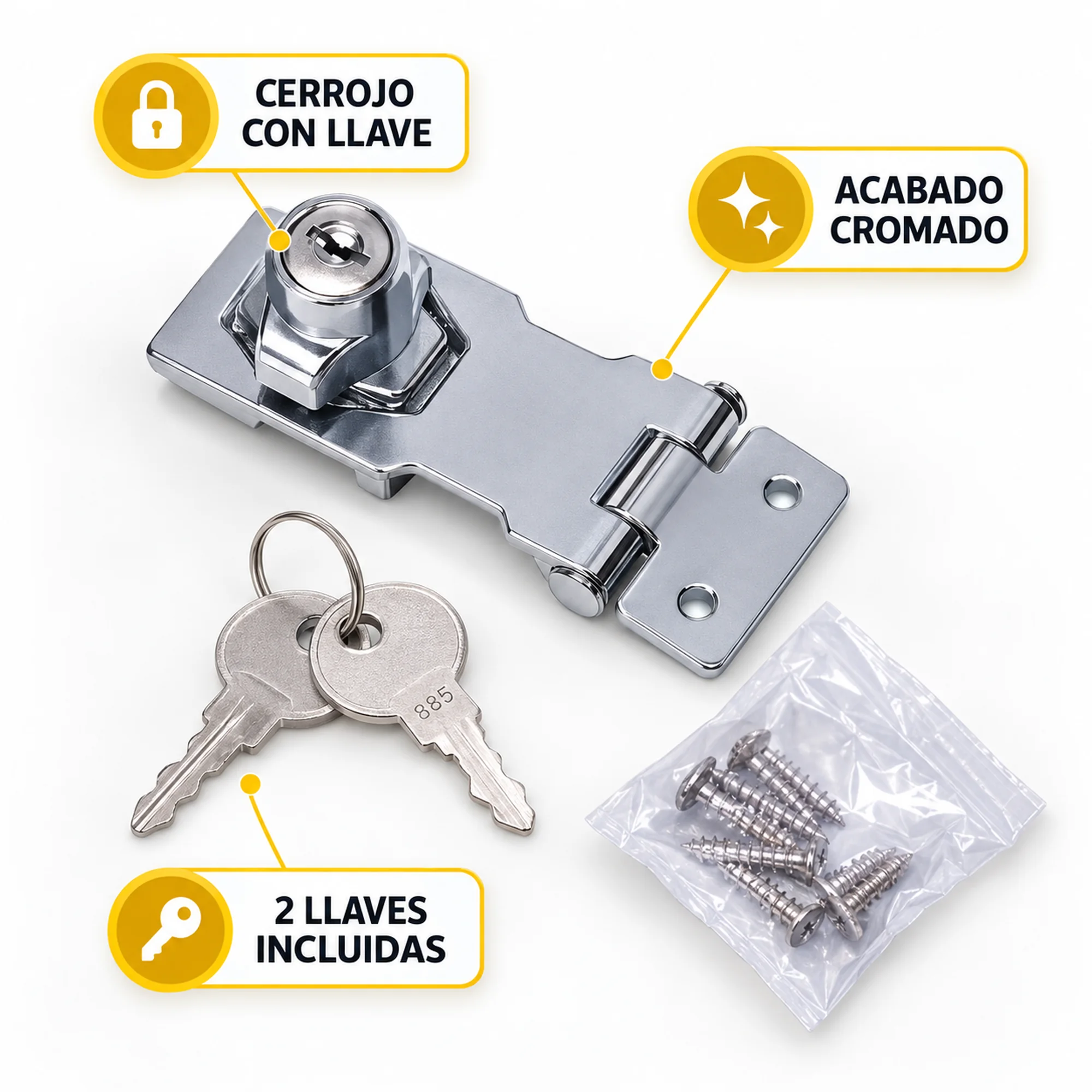 Cerrojo de bloqueo con llave, 4 pulgadas – SKU 42576 - Imagen 2